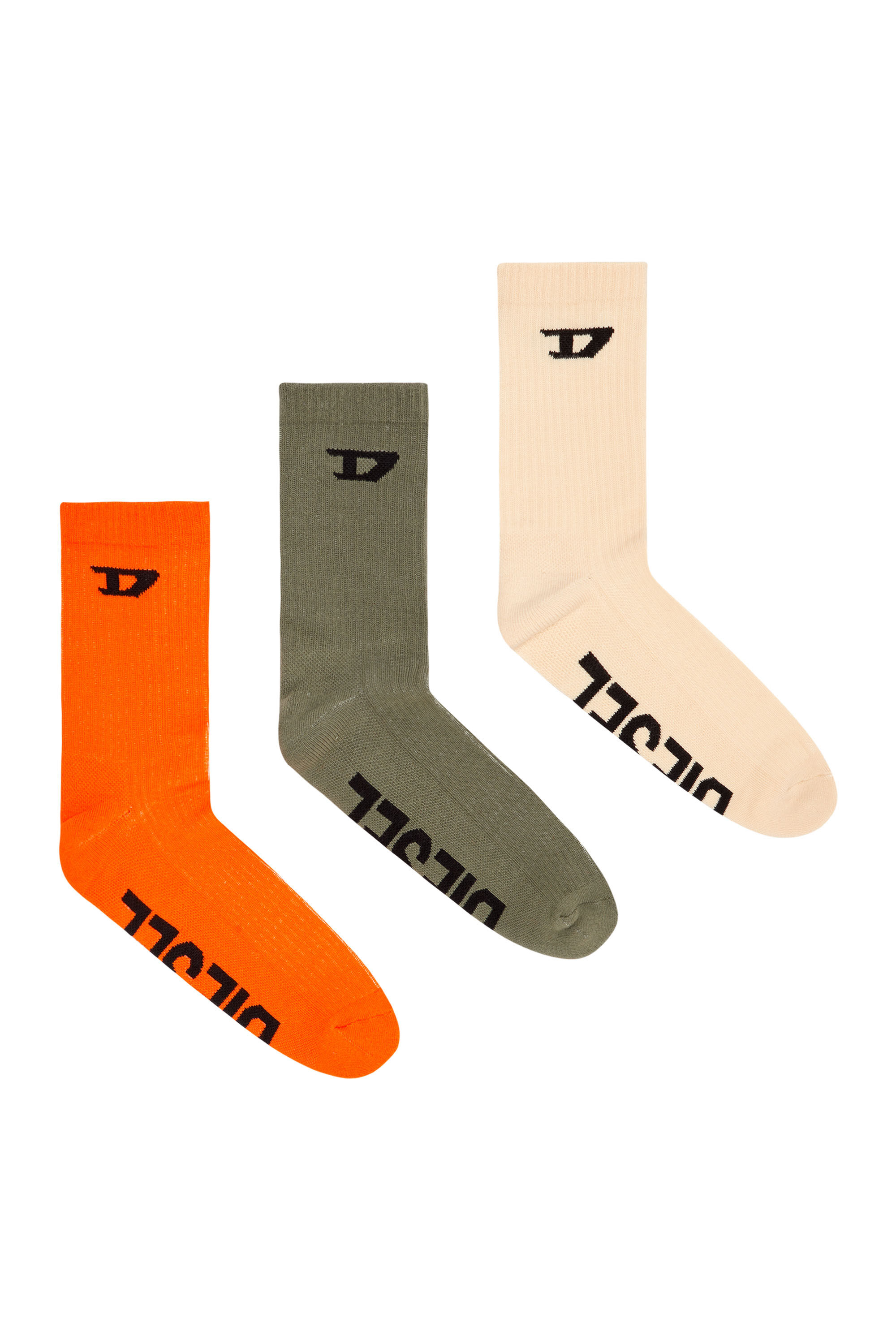 Diesel - SKM-D-CREW-SPORT-SOCKS, Naranja/Verde - Image 1