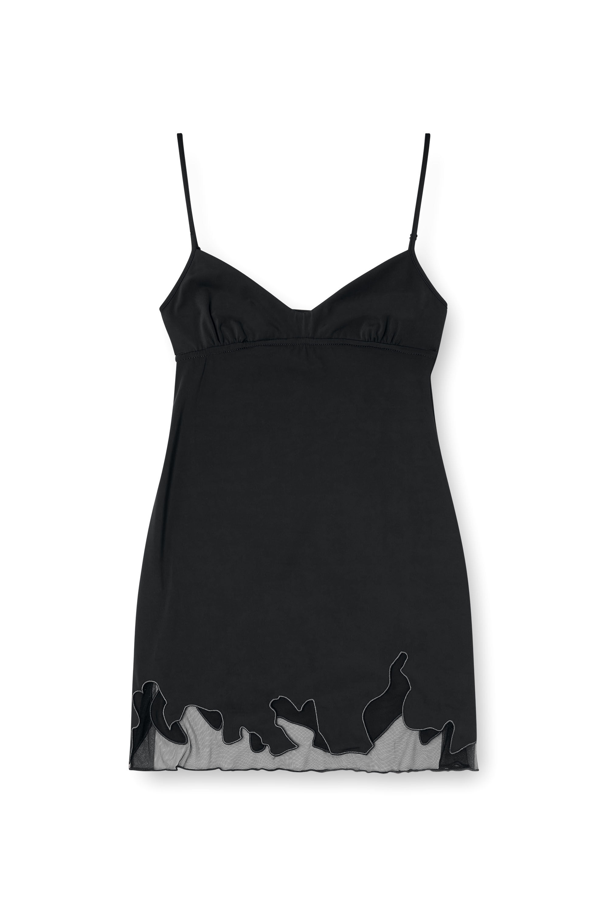 Diesel - D-INLAY-R1, Minivestido de nailon con inserto de tul Mujer in Negro - 2