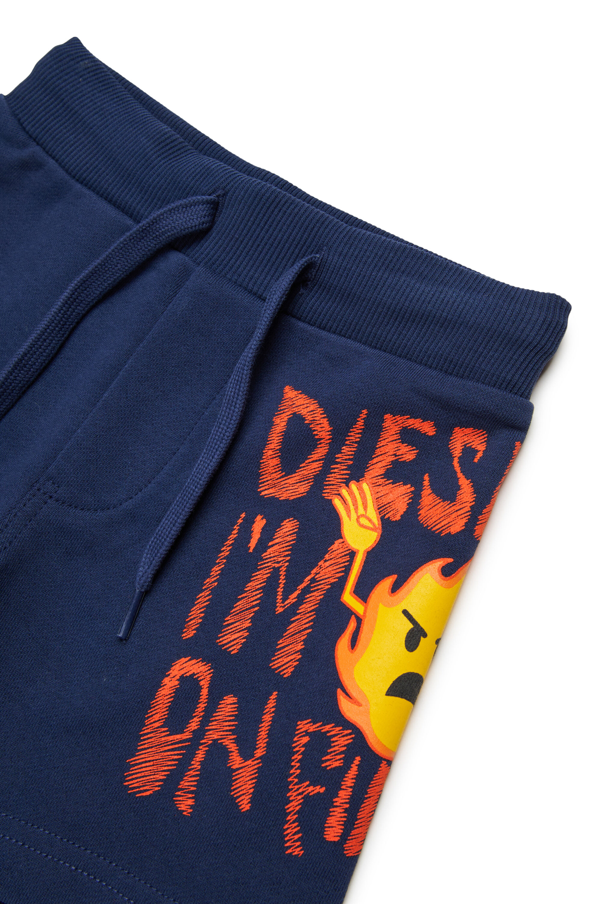Diesel - PENDB, Pantalones cortos de ch&aacute;ndal con estampado de fuego Hombre in Azul marino - 3