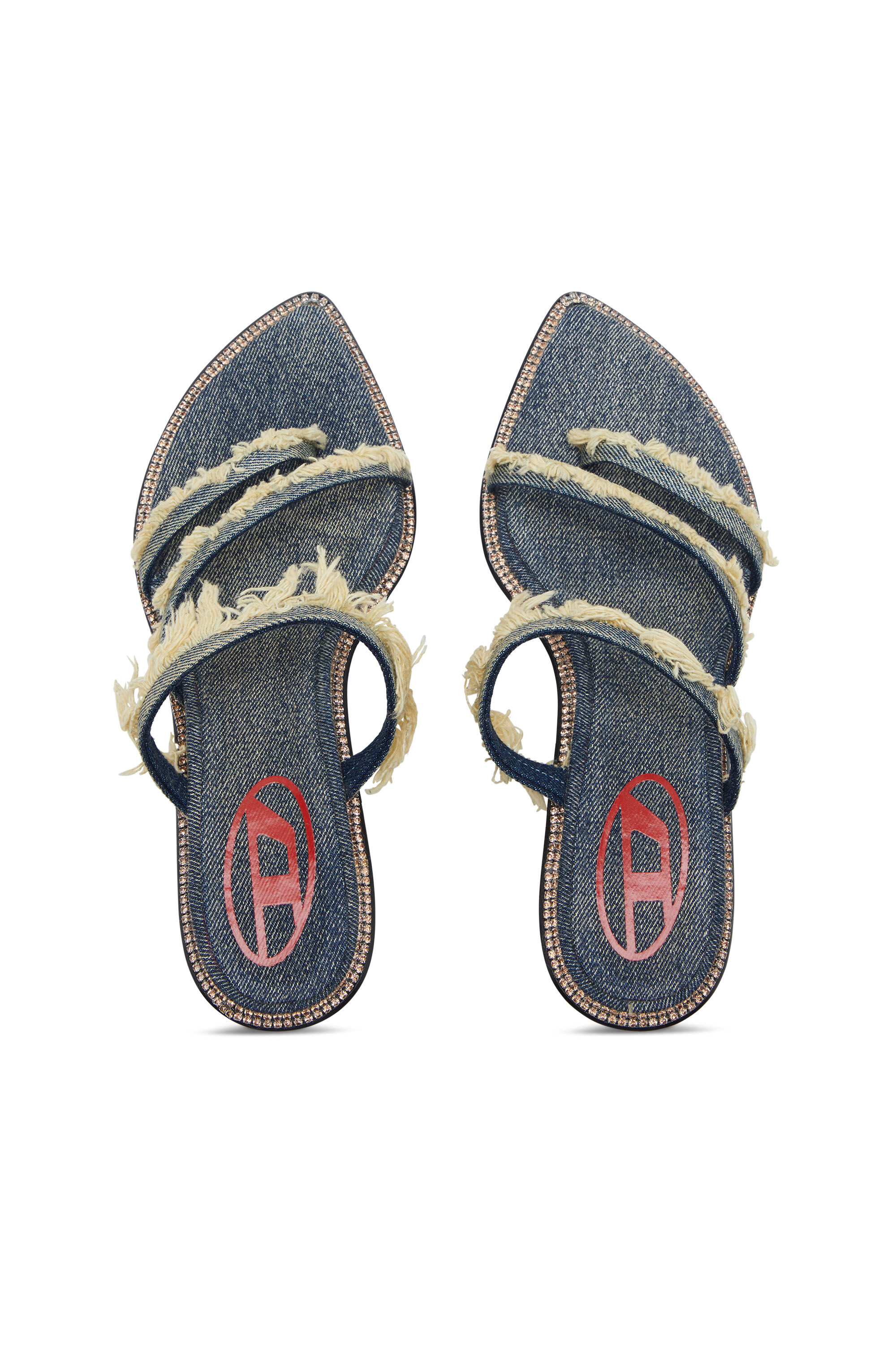 Diesel - D-HAVANNA KITTIE, D-Havanna Kittie-Mules de denim deshilachado con cristales Mujer in Azul marino - 5