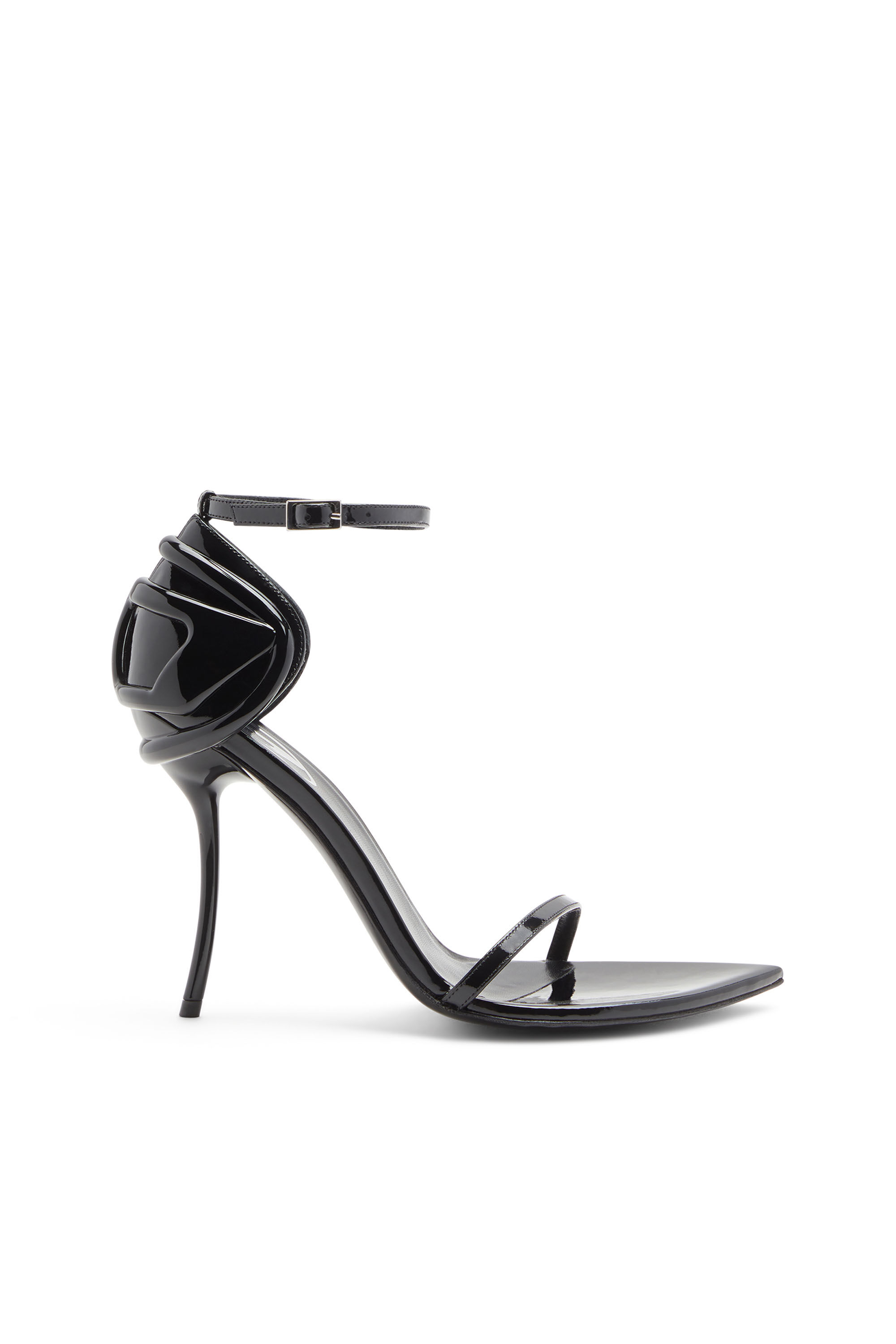 Diesel - D-TEN&HALF SANDAL, D-Ten&Half-Sandalias con tacones de aguja en charol y satén Mujer in Negro - 1