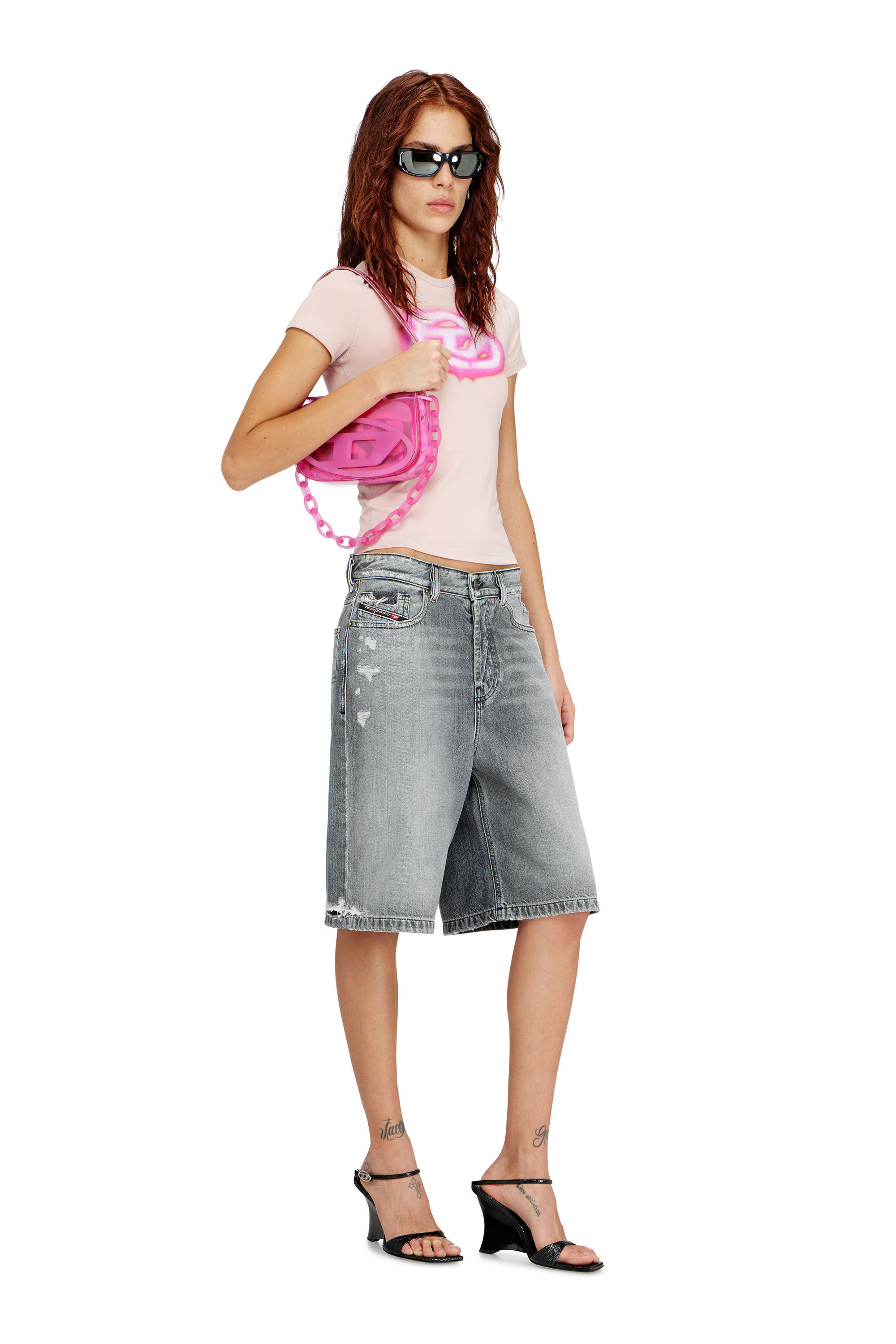 Diesel - 1DR, 1DR-Iconic bolso de hombro en TPU transparente Mujer in Rosa - 7