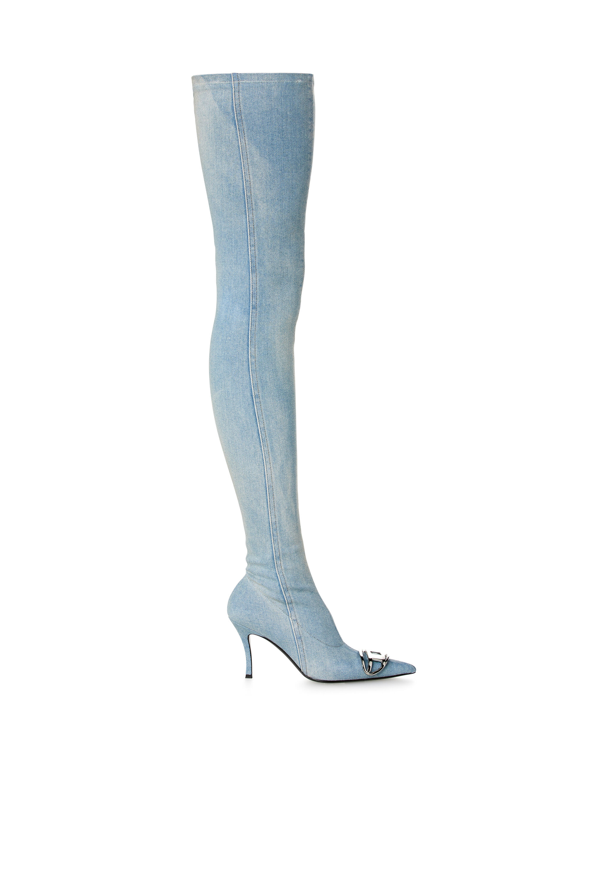 Diesel - D-VENUS TBT D, Mujer D-Venus-Botas por encima de la rodilla en denim desteñido in Azul marino - Image 1