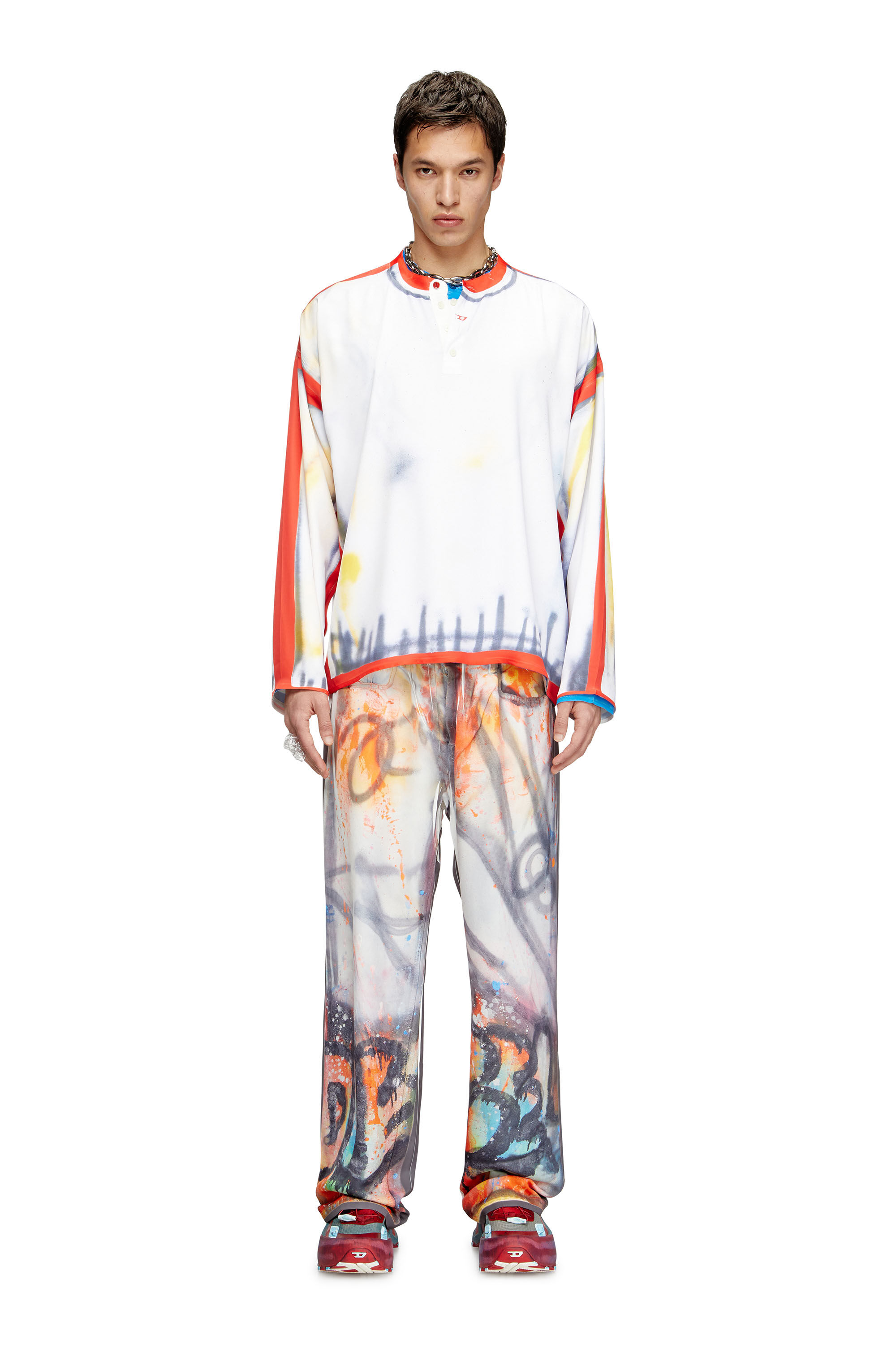 Diesel - T-OLAVI-A-SER-GRAFFITI-USA, Top Henley con estampado graffiti Unisex in Multicolor - 1