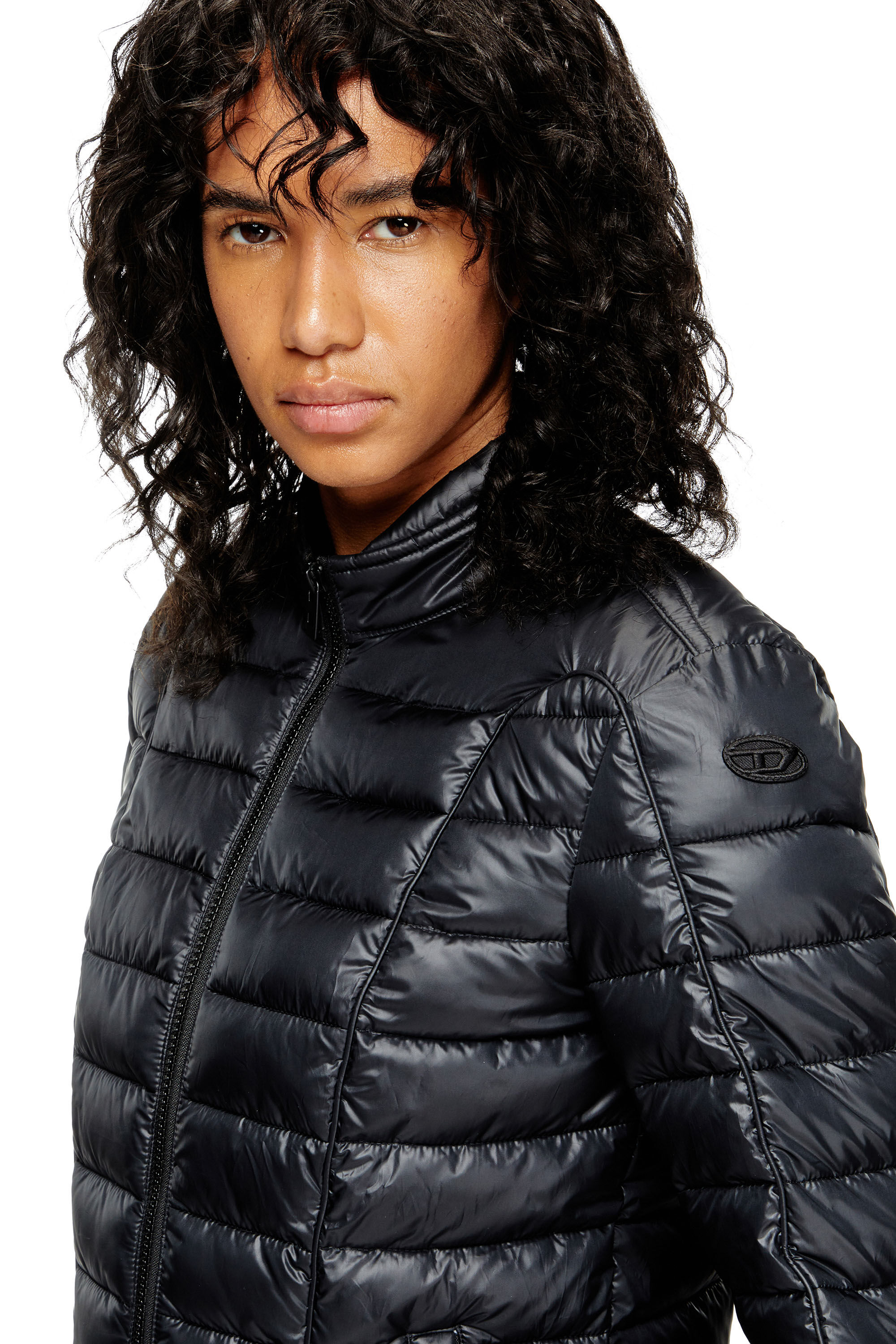Diesel - W-PILOT-FEM, Chaqueta puffer con detalles biker Mujer in Negro - 5
