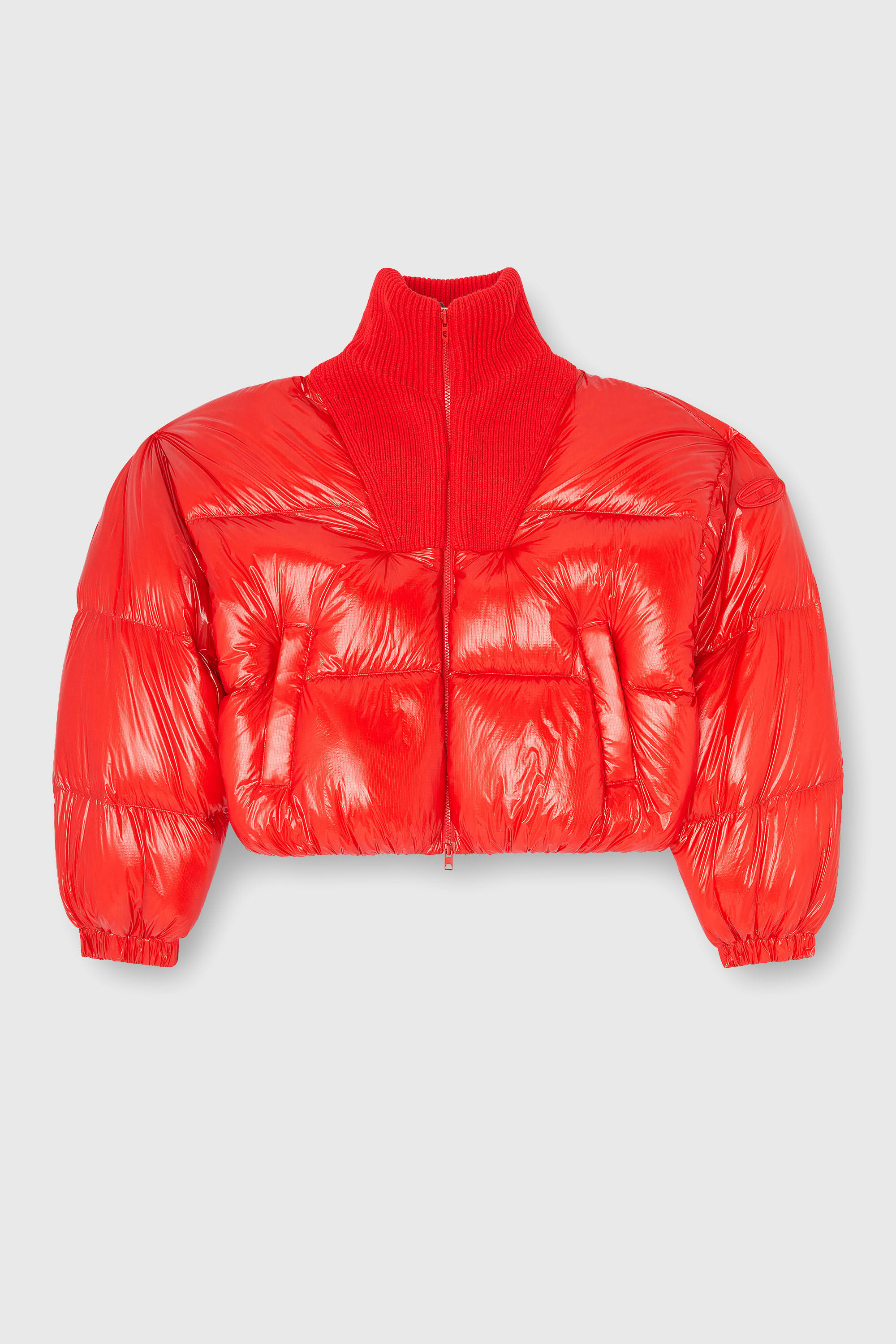 Diesel - W-ARRIOR, Chaqueta acolchada down en ripstop con cuello de punto Mujer in Rojo - 2