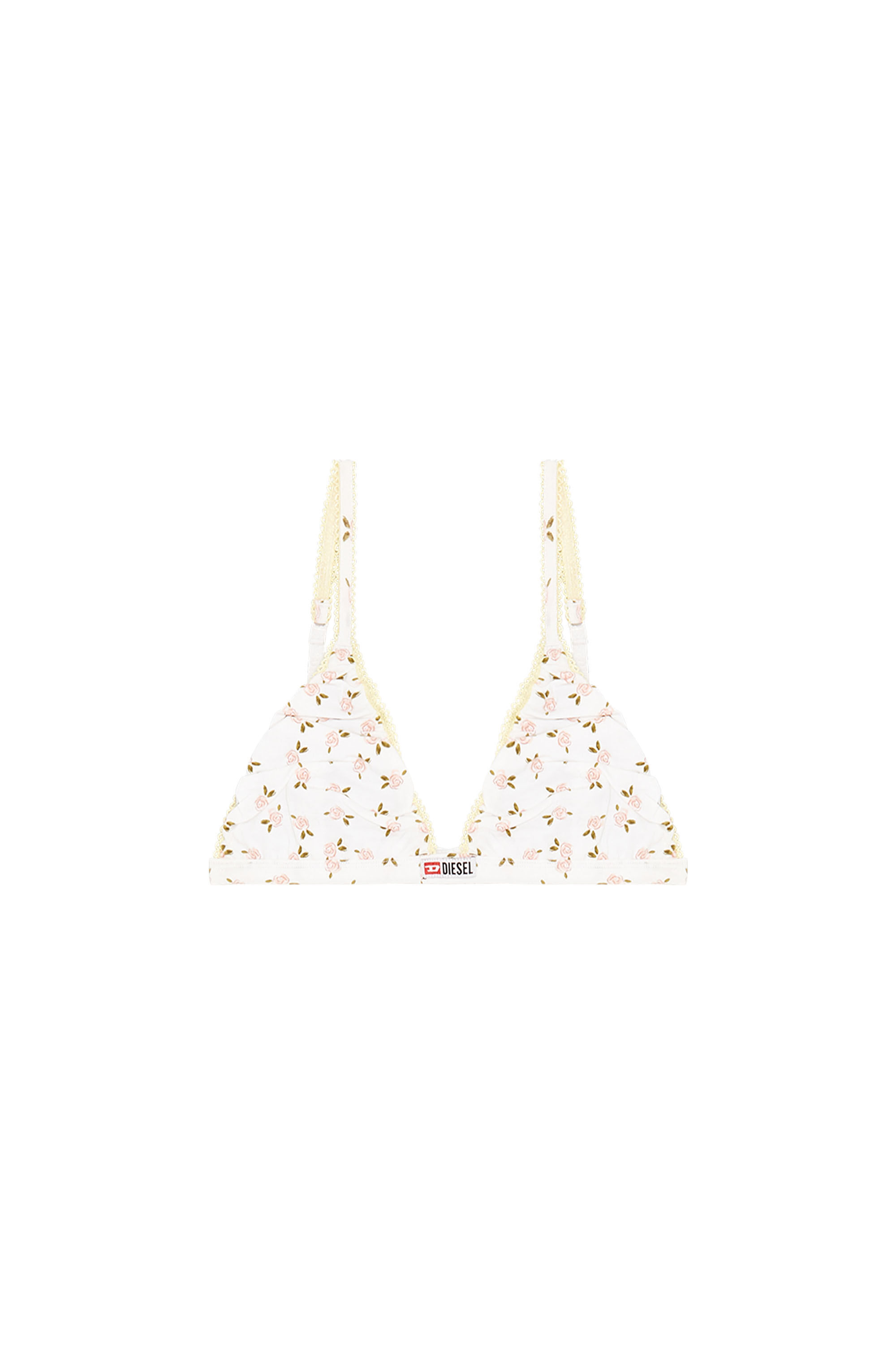 Diesel - JANA-D-CORE, Sujetador triangular de algod&oacute;n con estampado floral all-over Mujer in Blanco - 2