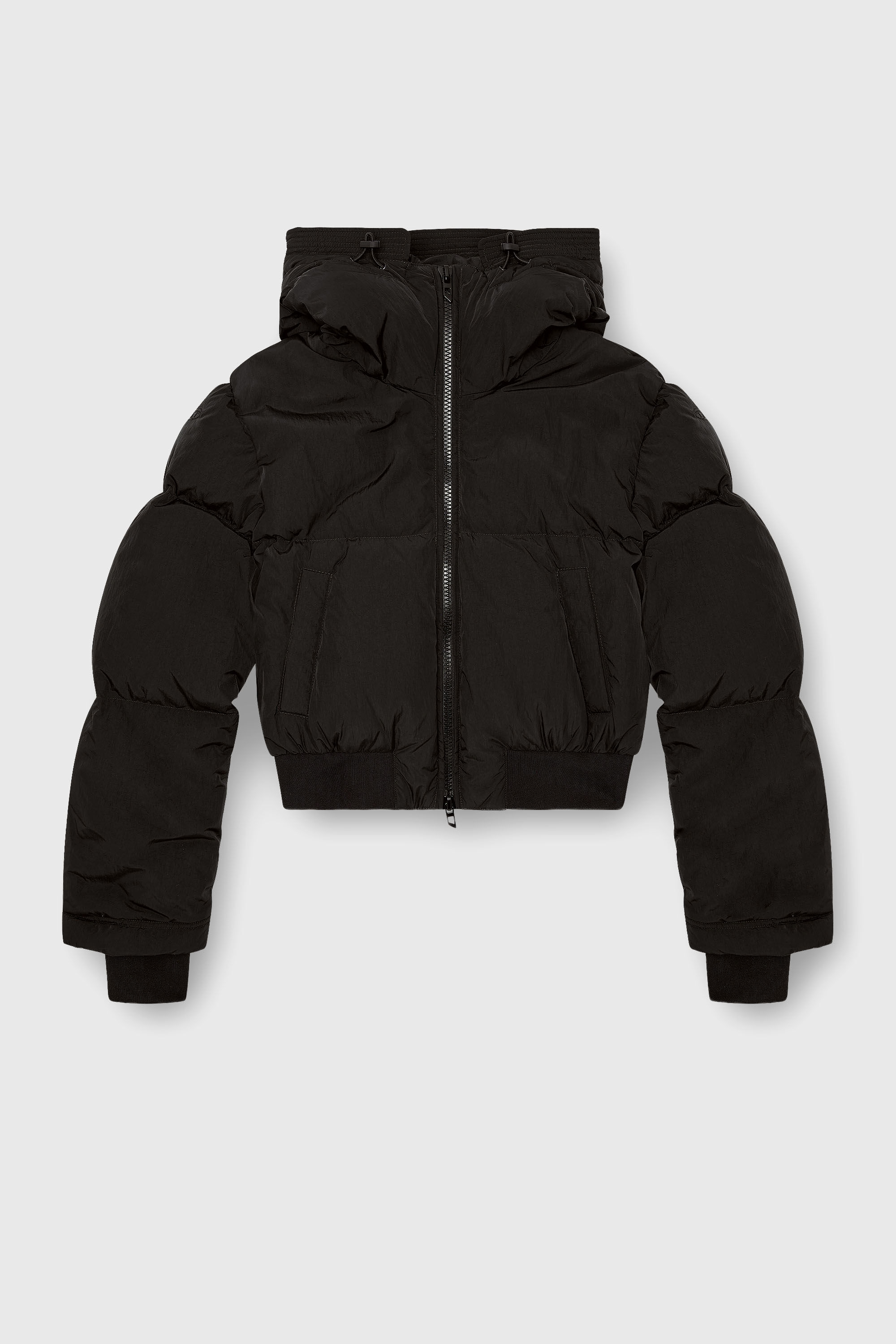 Diesel - W-PEYT-SHORT-NEW-P1, Woman's Hooded down jacket in crinkled nylon in Black - 2
