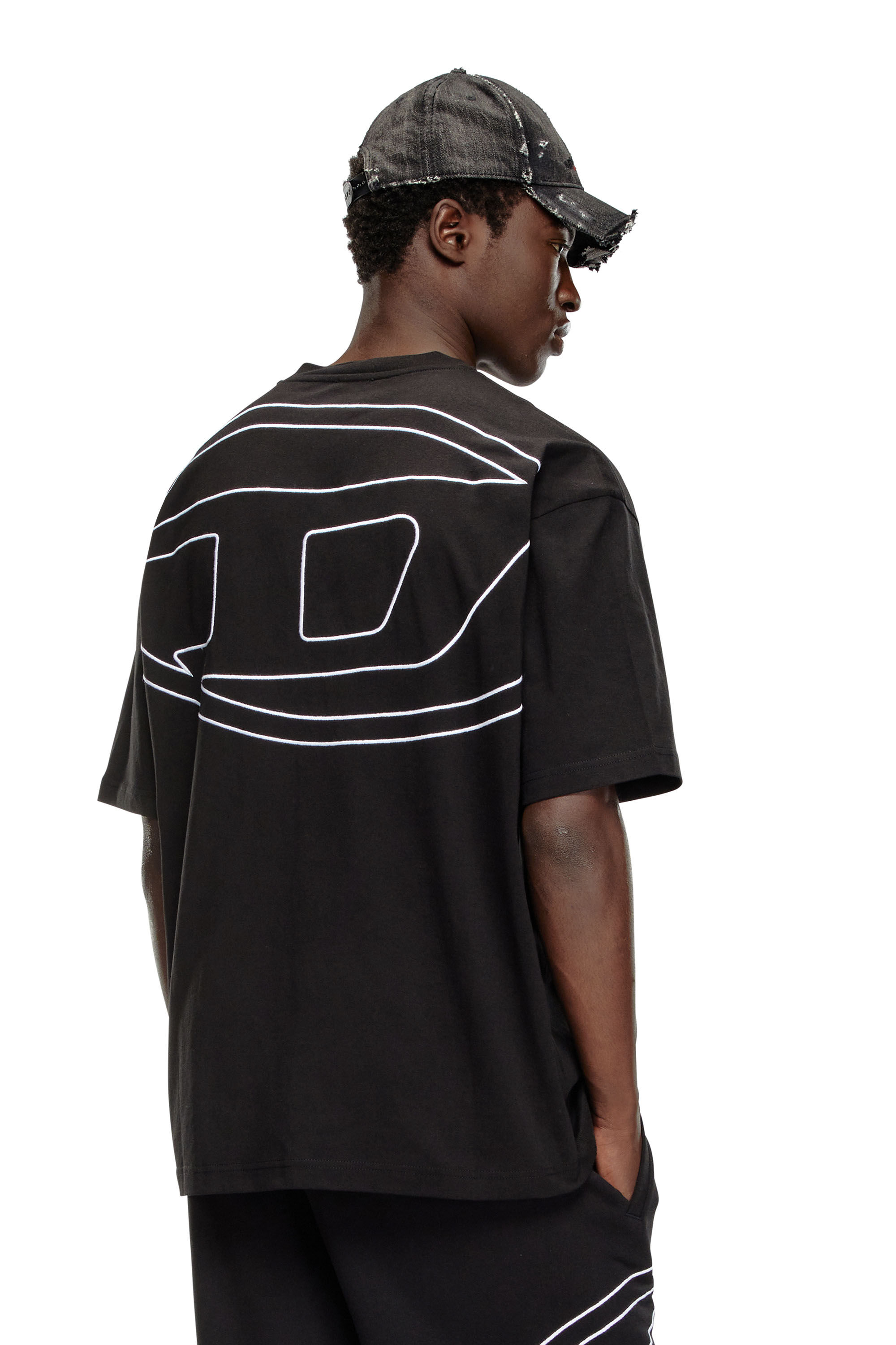 Diesel - T-BOGGY-MEGOVAL-D, Hombre Camiseta con bordado oval D grande in Negro - Image 3