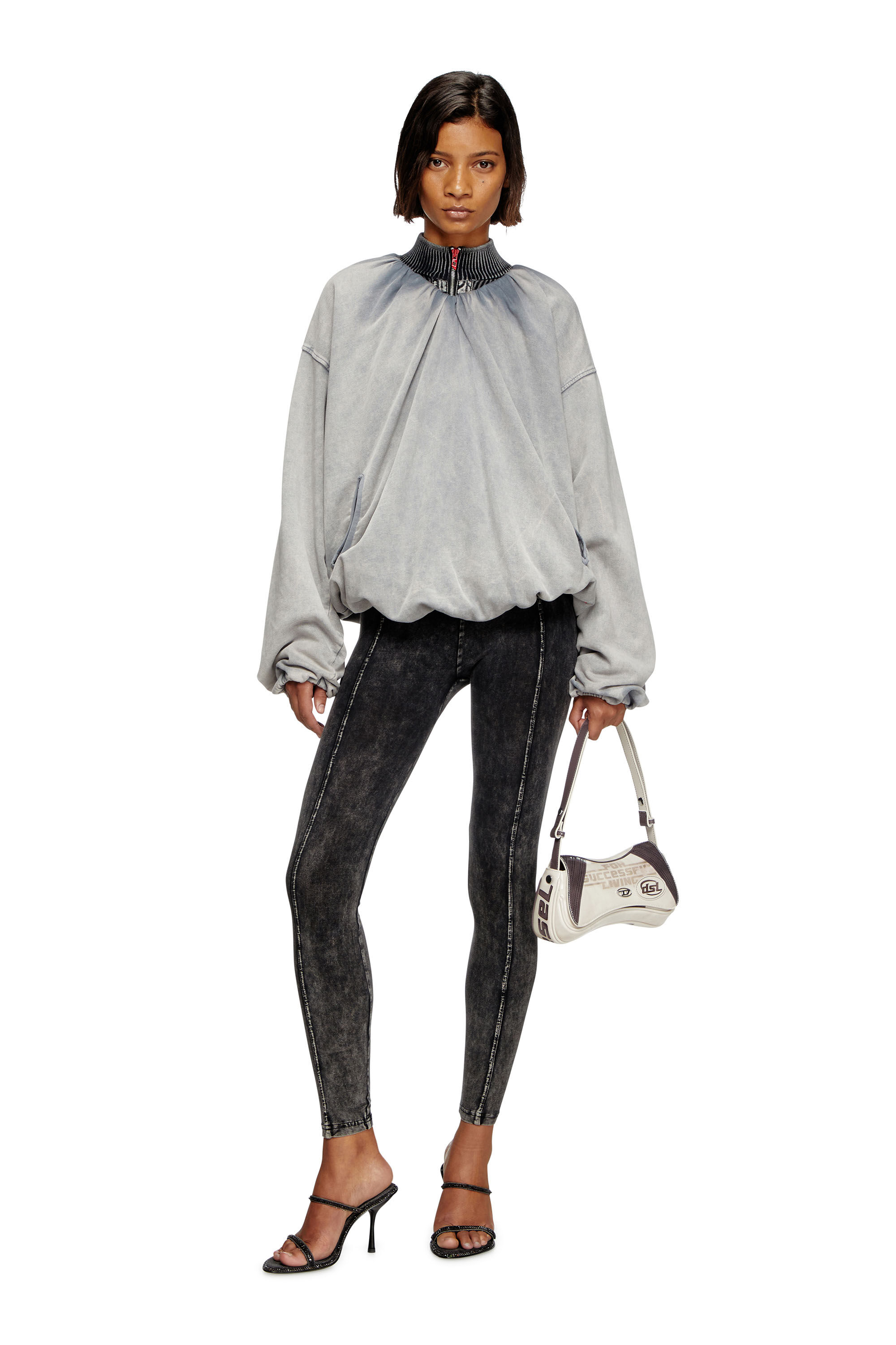 Diesel - PLAY CLUTCH, Play-Clutch brillante con detalles tipo motorista Mujer in Gris - 1