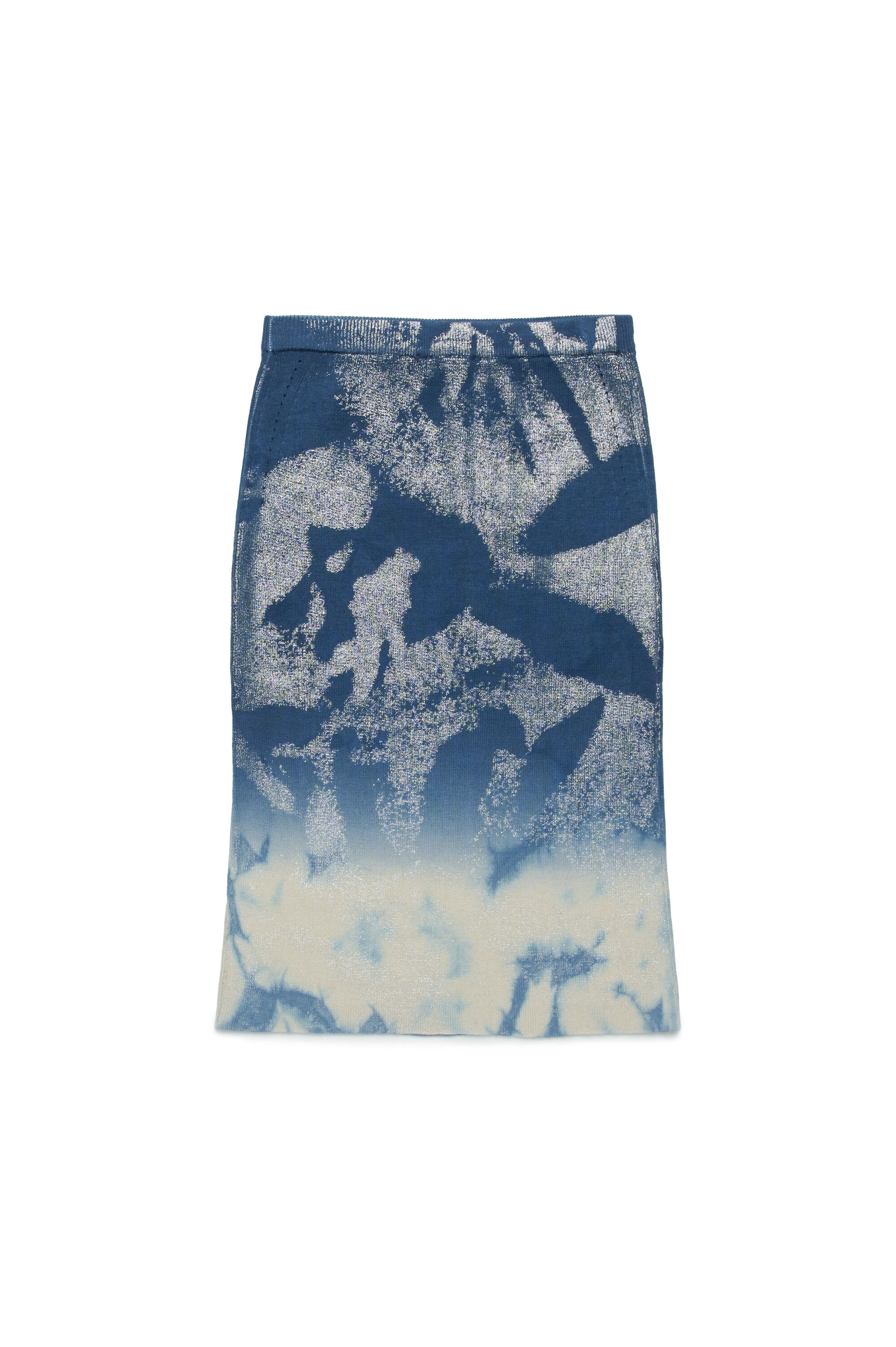 Diesel - GMILAN, Falda lápiz de punto teñida en degradado metálico Mujer in Plateado - 2