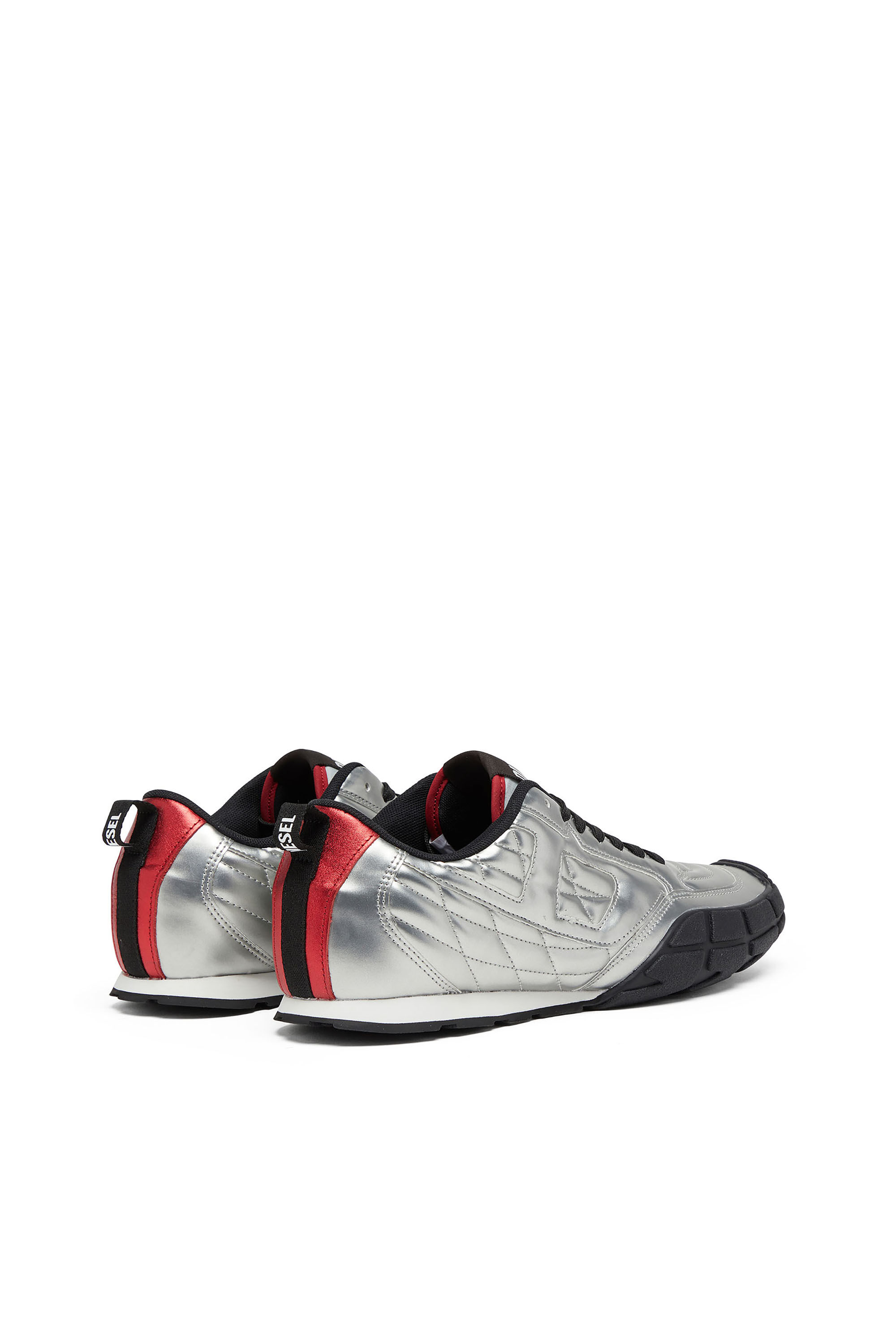 Diesel - S-PAGODHA LOW W, Woman's S-Pagodha-Quilted metallic sneakers in Silver/Black - 3
