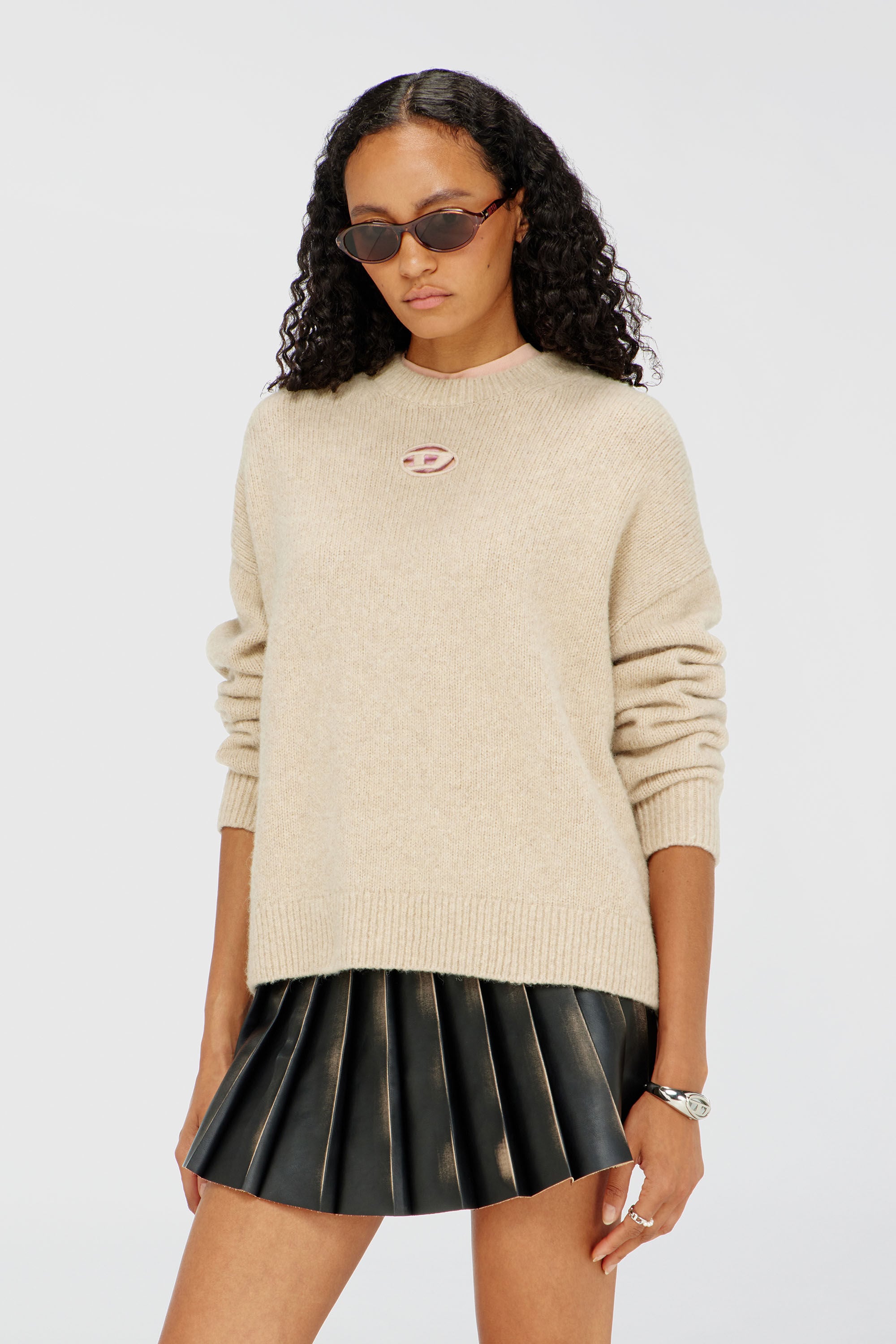Diesel - M-AREETA, Jersey de mezcla de lana y alpaca Mujer in Beige - 3