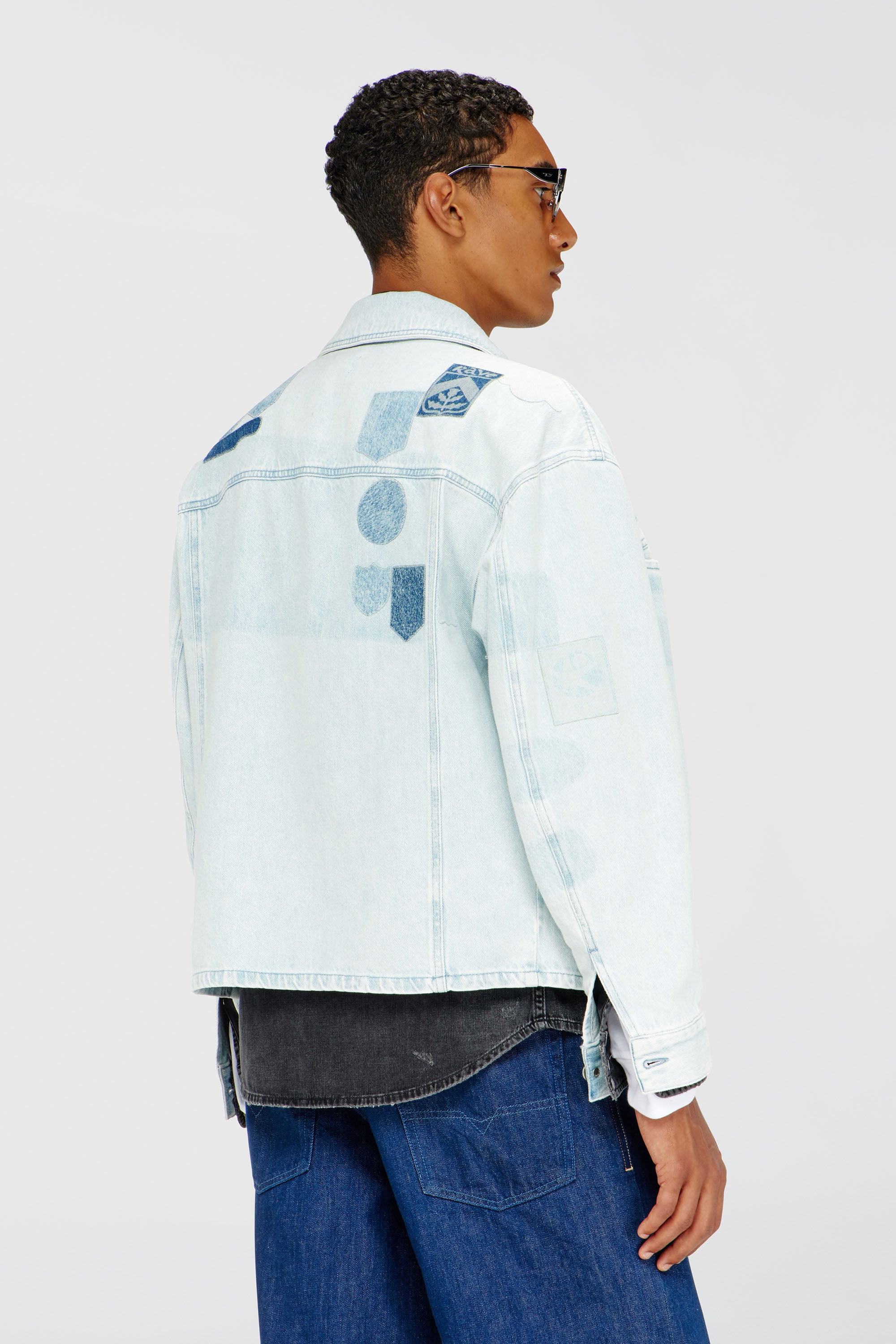 Diesel - D-RYMAVO-S, Unisex's Denim overshirt with patch effects in Light Blue - 4