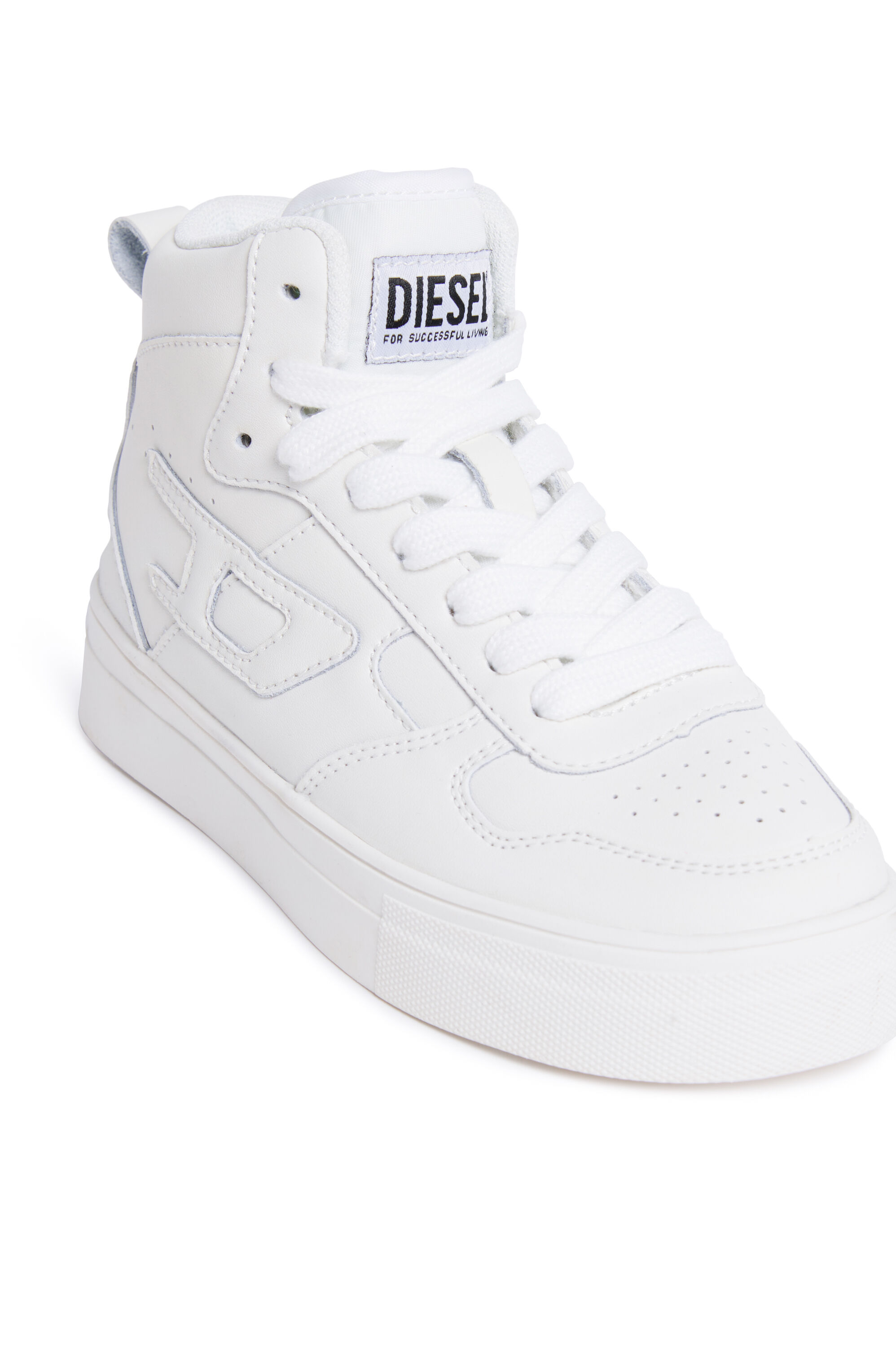 Diesel - S-UKIYO MID 2.0., Deportivas altas de cuero perforado Unisex in Blanco - 4