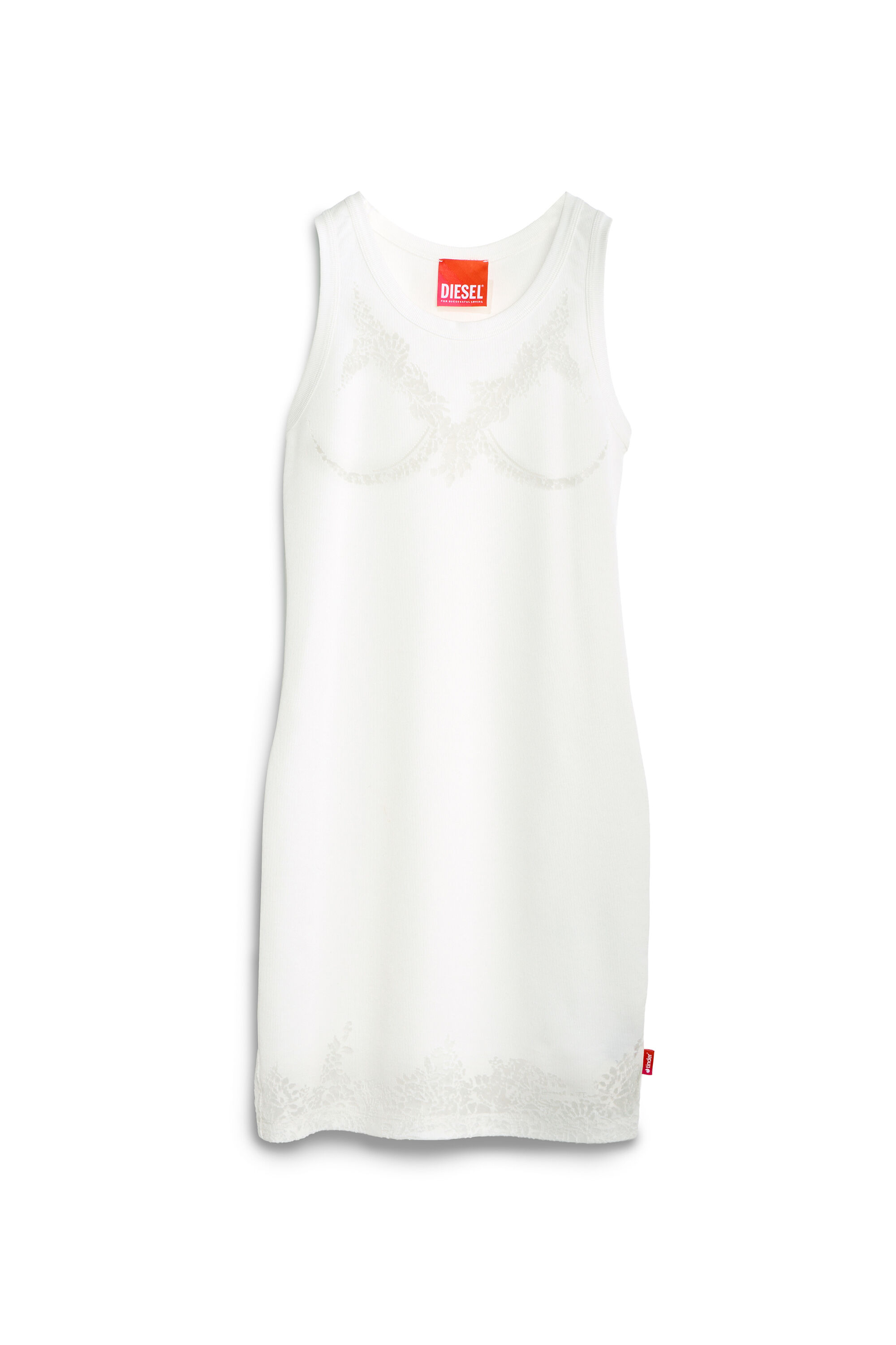 Diesel - PR-D-ANKI-LACE-R, Vestido mini tipo tank con efecto encaje devor&eacute; Mujer in Blanco - 2