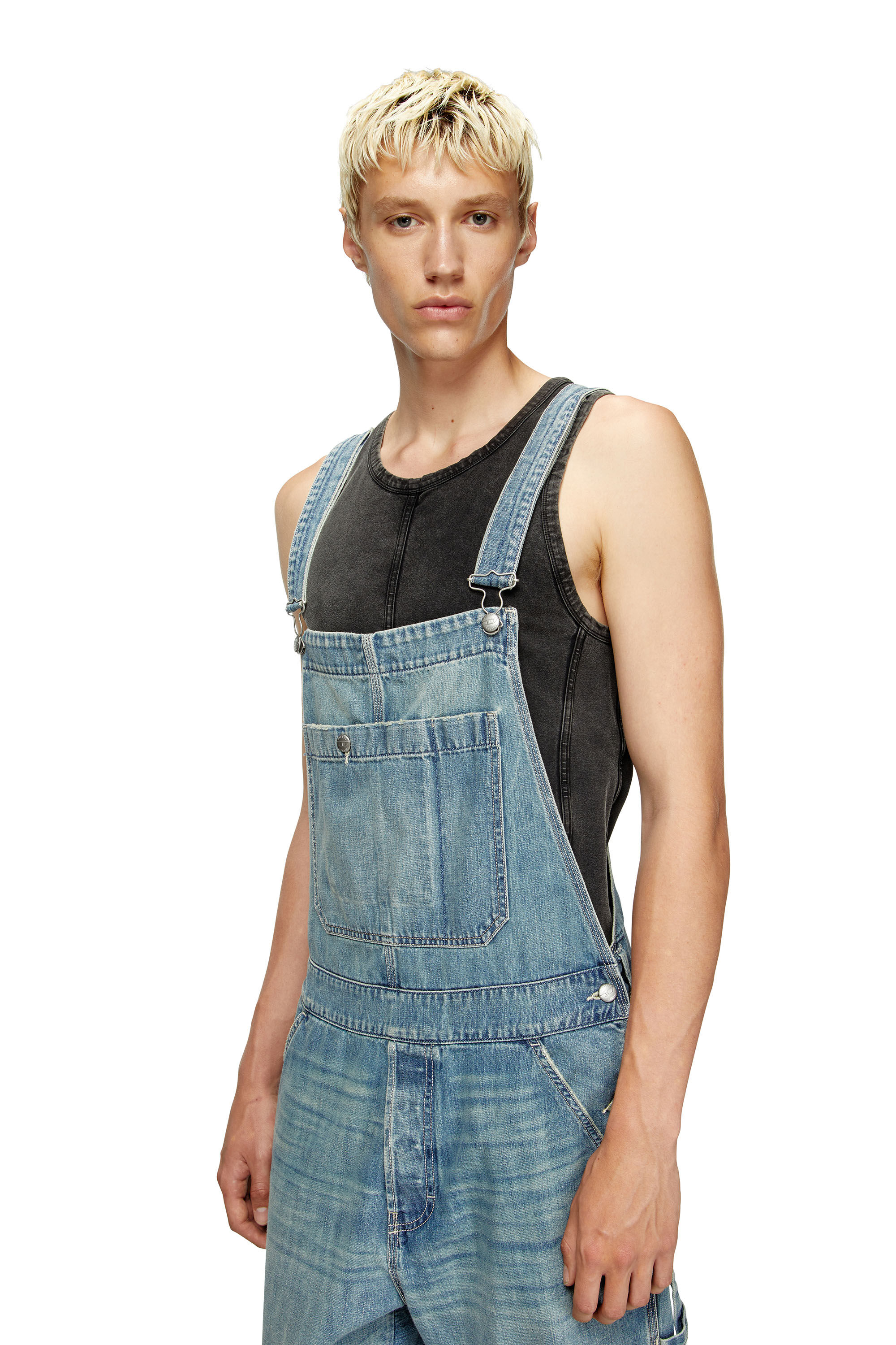 Diesel - D-FRAMU-U, Overol de denim de estilo utility Unisex in Azul marino - 5