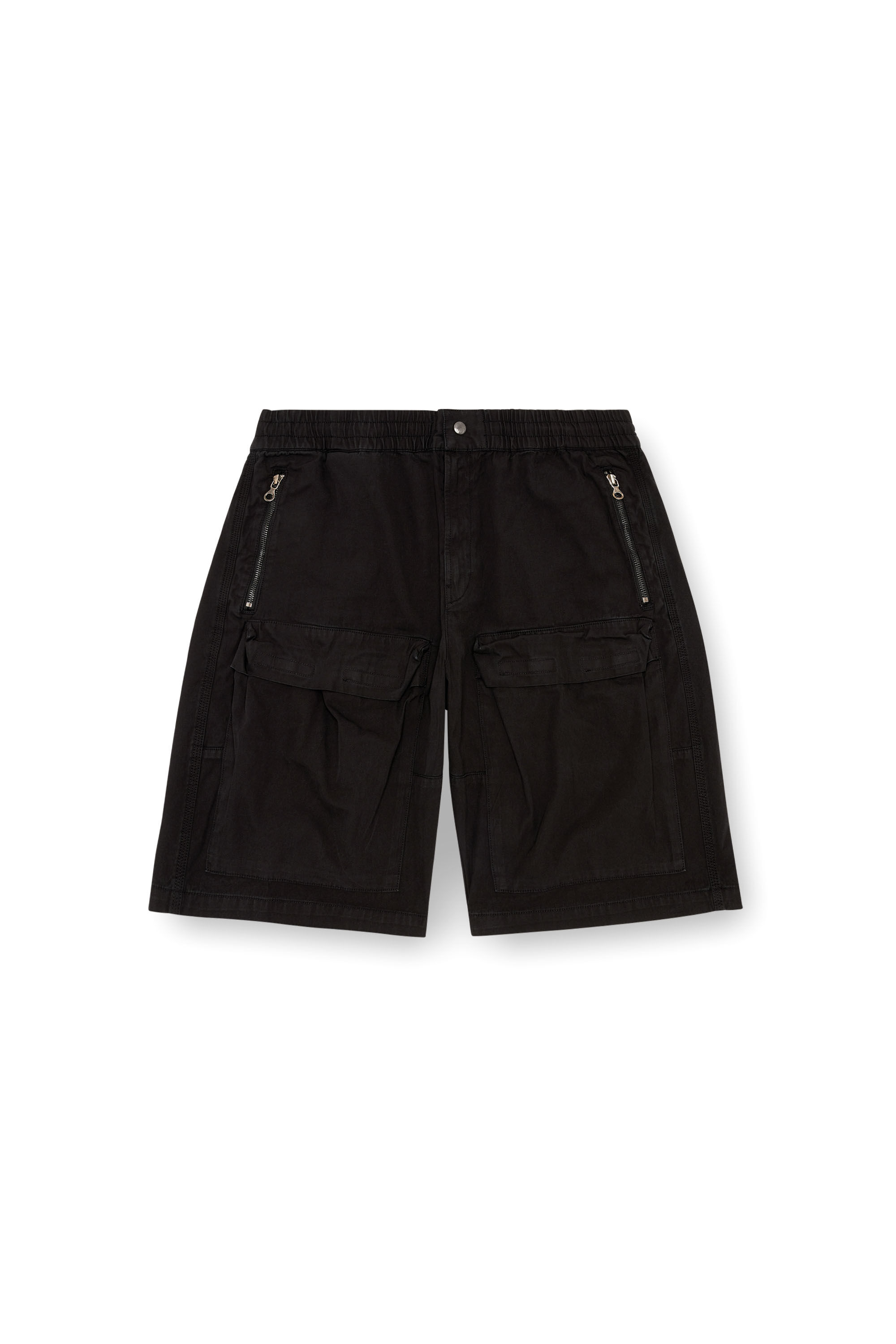Diesel - P-BEECK-SHORT, Pantalones cortos cargo de algodón orgánico desteñido Hombre in Negro - 2