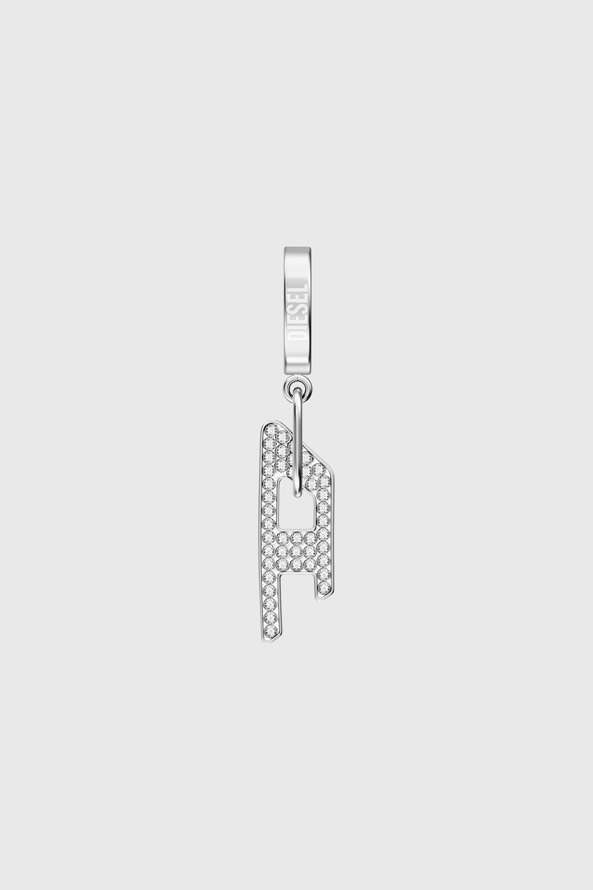 Diesel - DX1706040 JEWELLERY, Pendiente tipo drop de acero inoxidable con glitz D Unisex in Plateado - 1