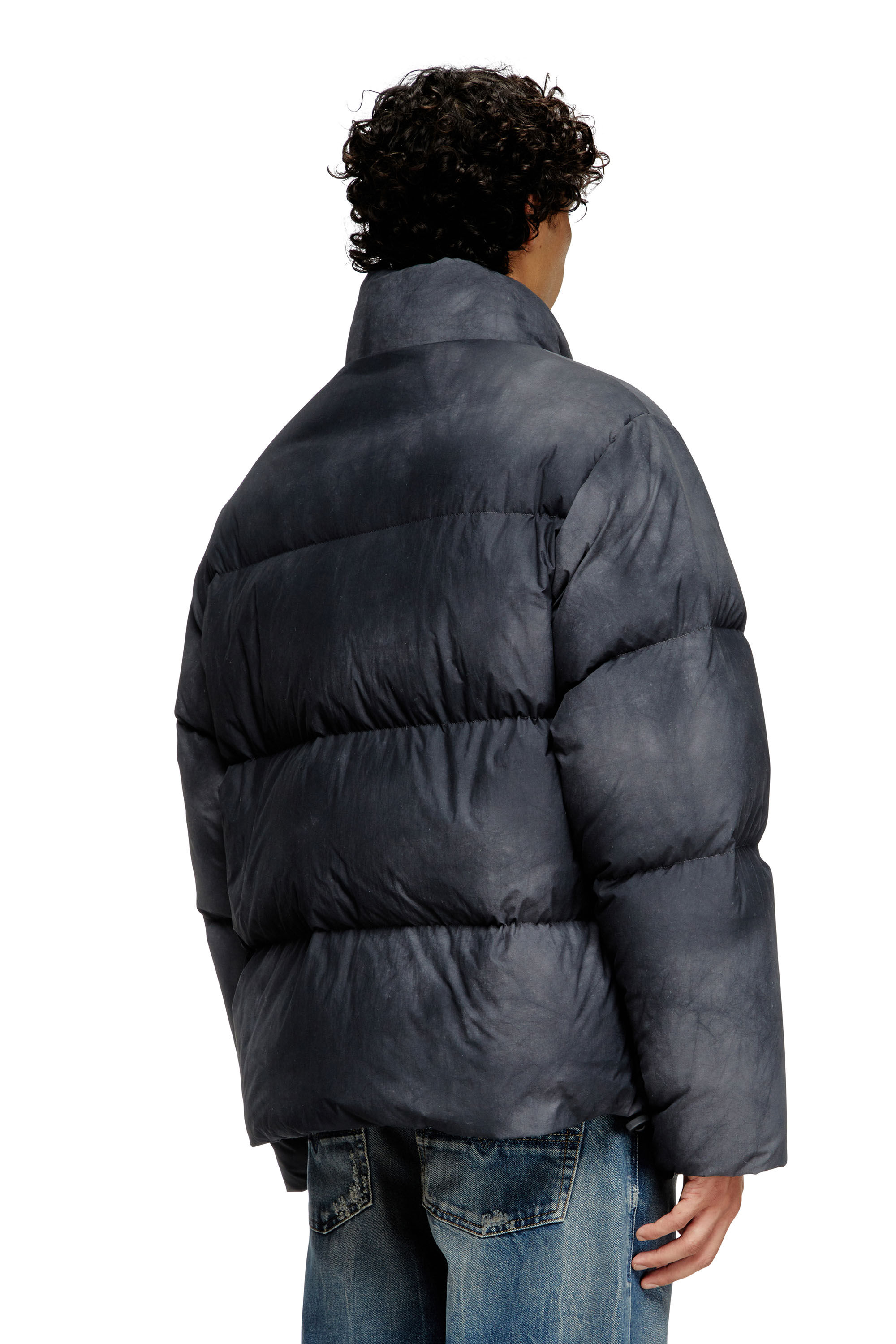 Diesel - W-RAVEEL, Chaqueta de plumón con capucha en nailon con efecto de parches Hombre in Negro - 4