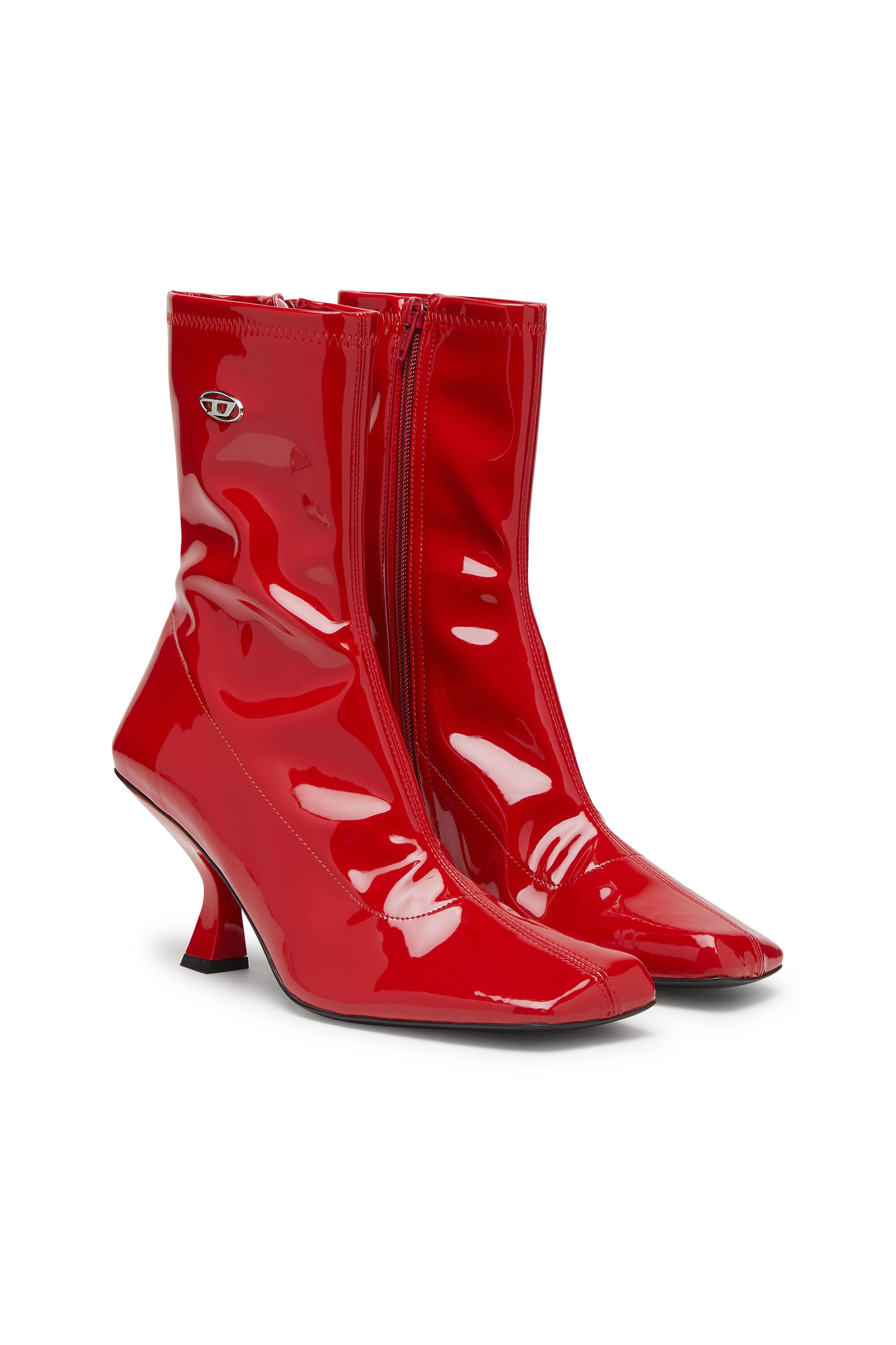 Diesel - D-AMBER MD BT, D-Amber-Botines de poliuretano elástico de charol Mujer in Rojo - 2