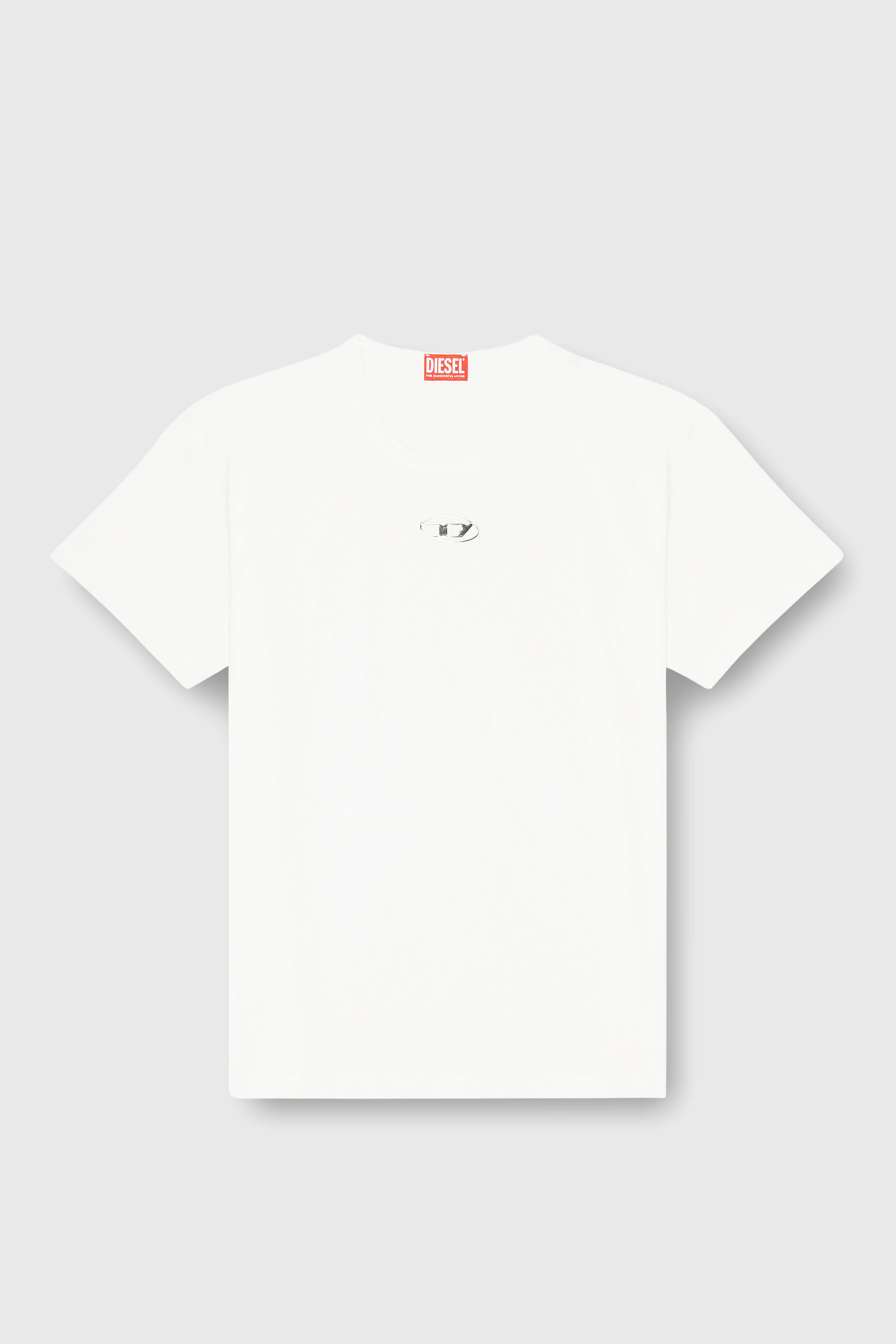 Diesel - T-NORM-IOD, Camiseta ligera de algod&oacute;n con logotipo Oval D met&aacute;lico Hombre in Blanco - 2