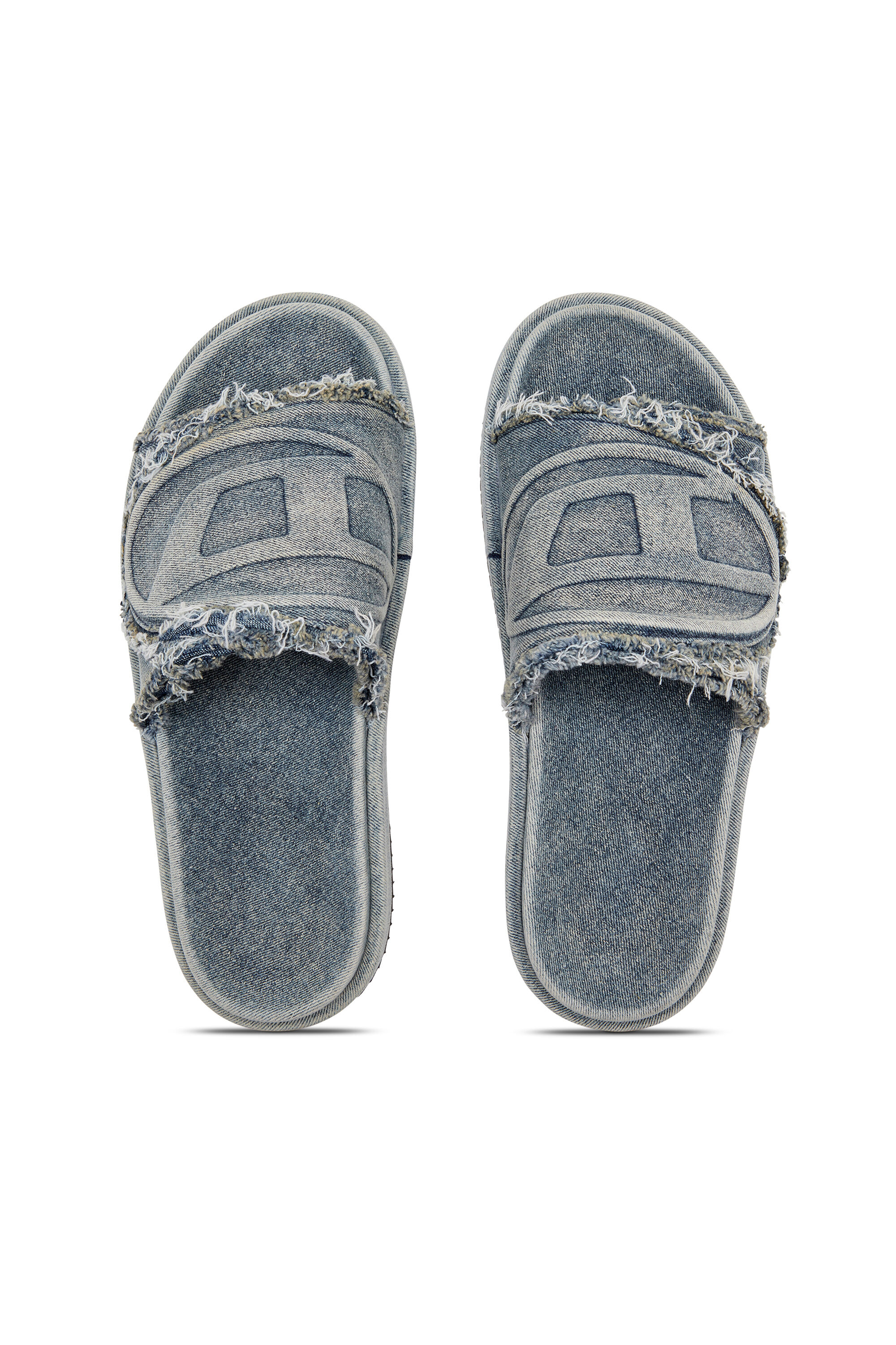 Diesel - SA-SLIDE D OVAL, Sa-Slide D-Chanclas de denim desgastado Unisex in Azul marino - 4