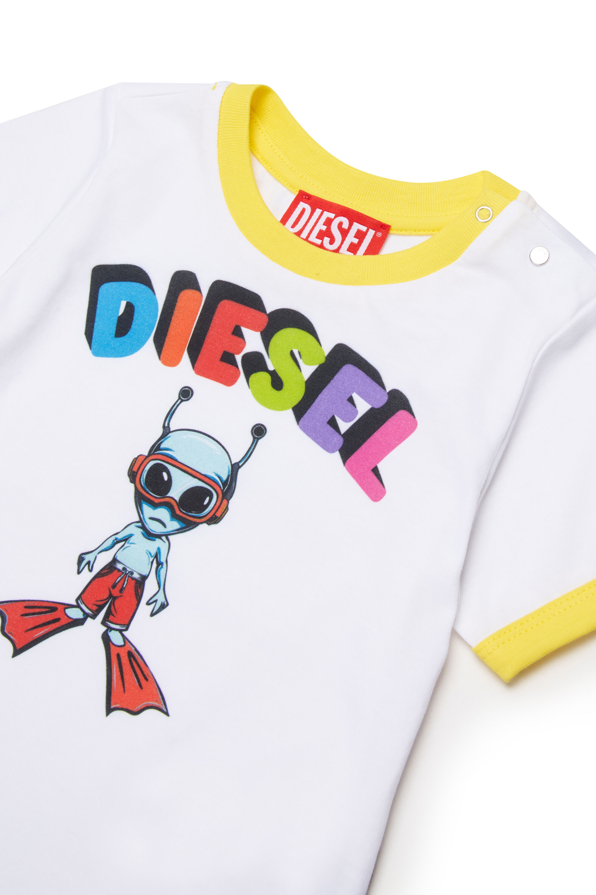Diesel - MTIRULB, Camiseta Ring con logotipo alien&iacute;gena multicolor Hombre in Blanco - 3