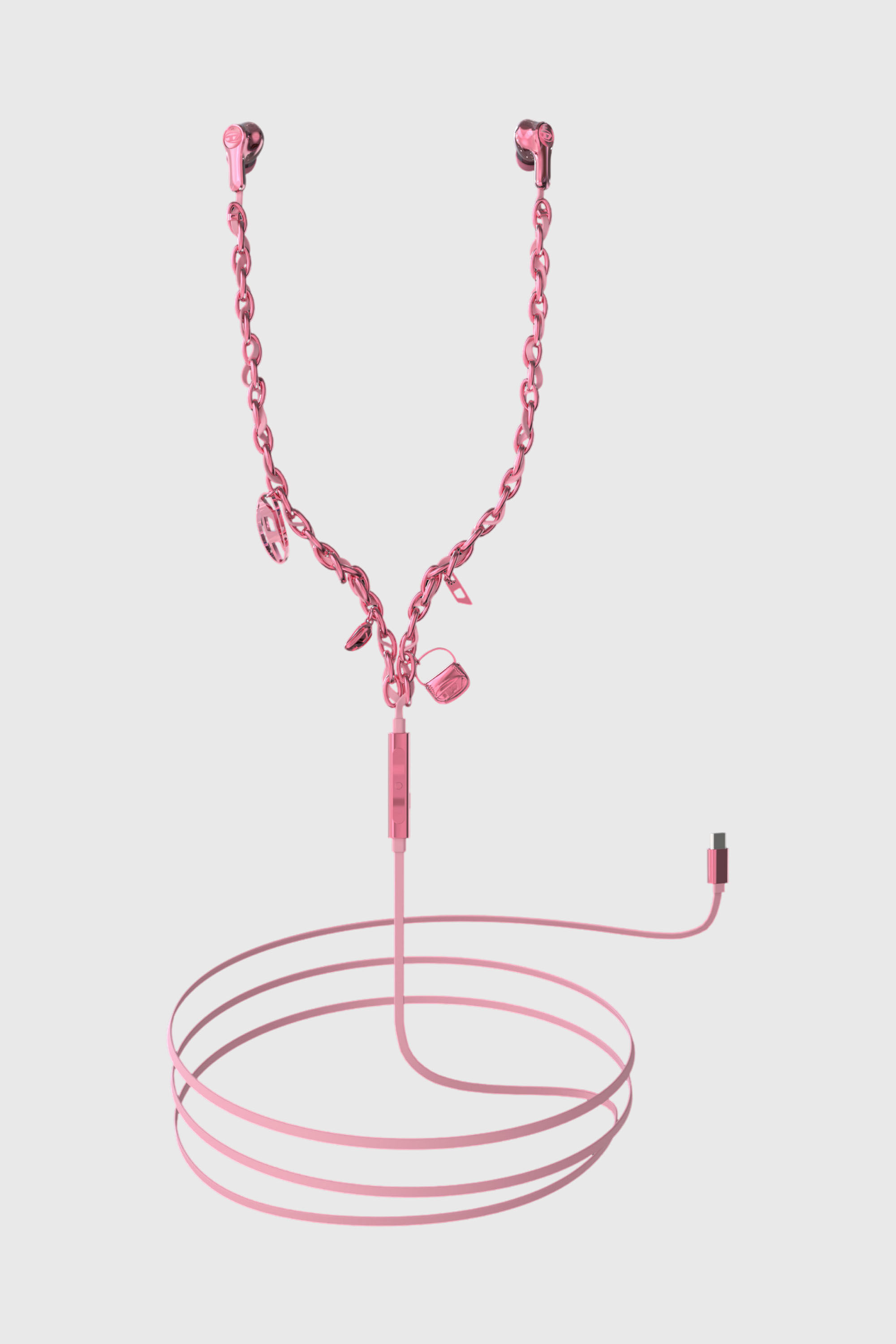 Diesel - 60688 WIRED EARBUDS WIRED EARBUDS, Auriculares rosa con cable y charms Unisex in Rosa - 1