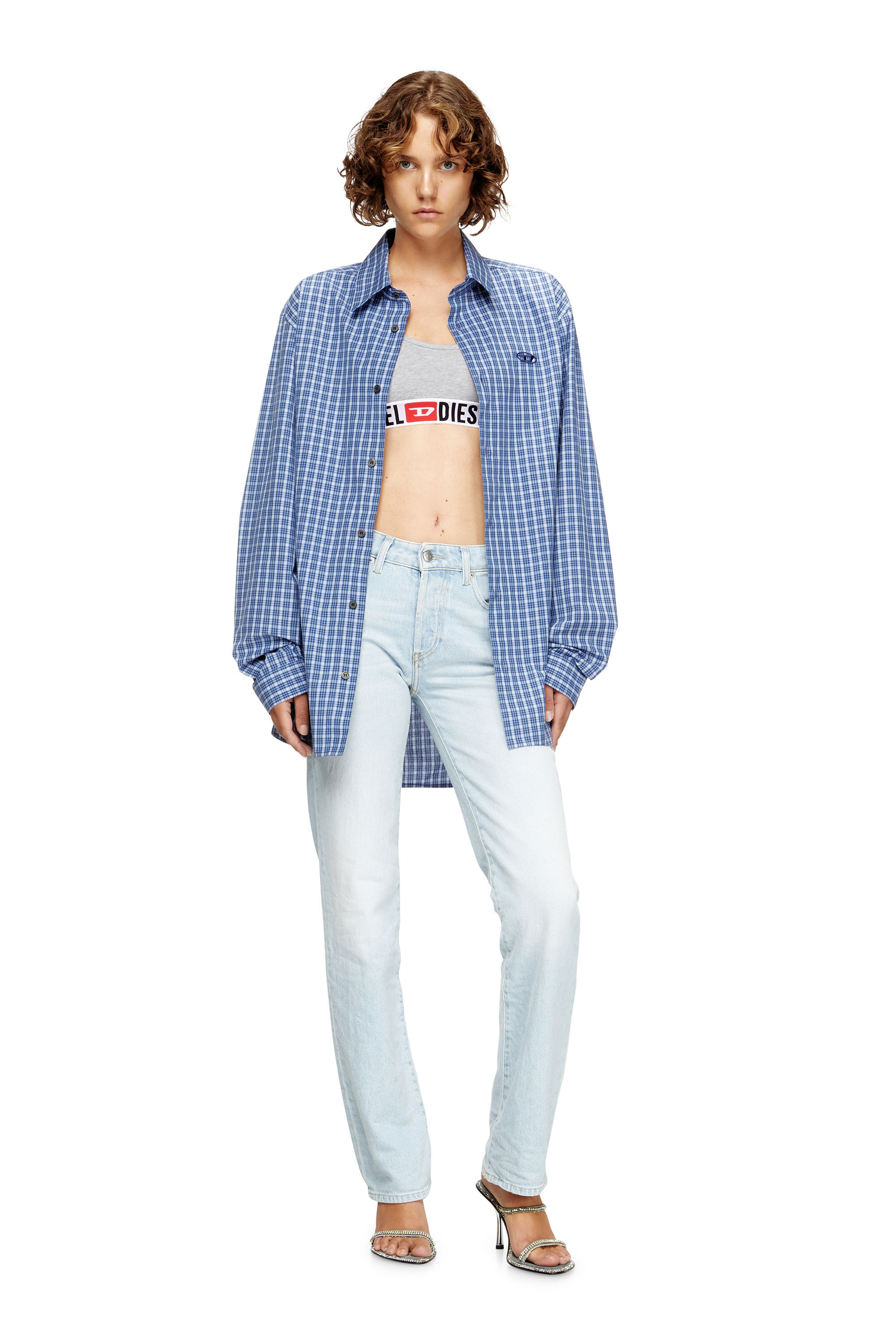 Diesel - UFSB-ORIBA, Bralette con banda con logotipo Mujer in Gris - 6