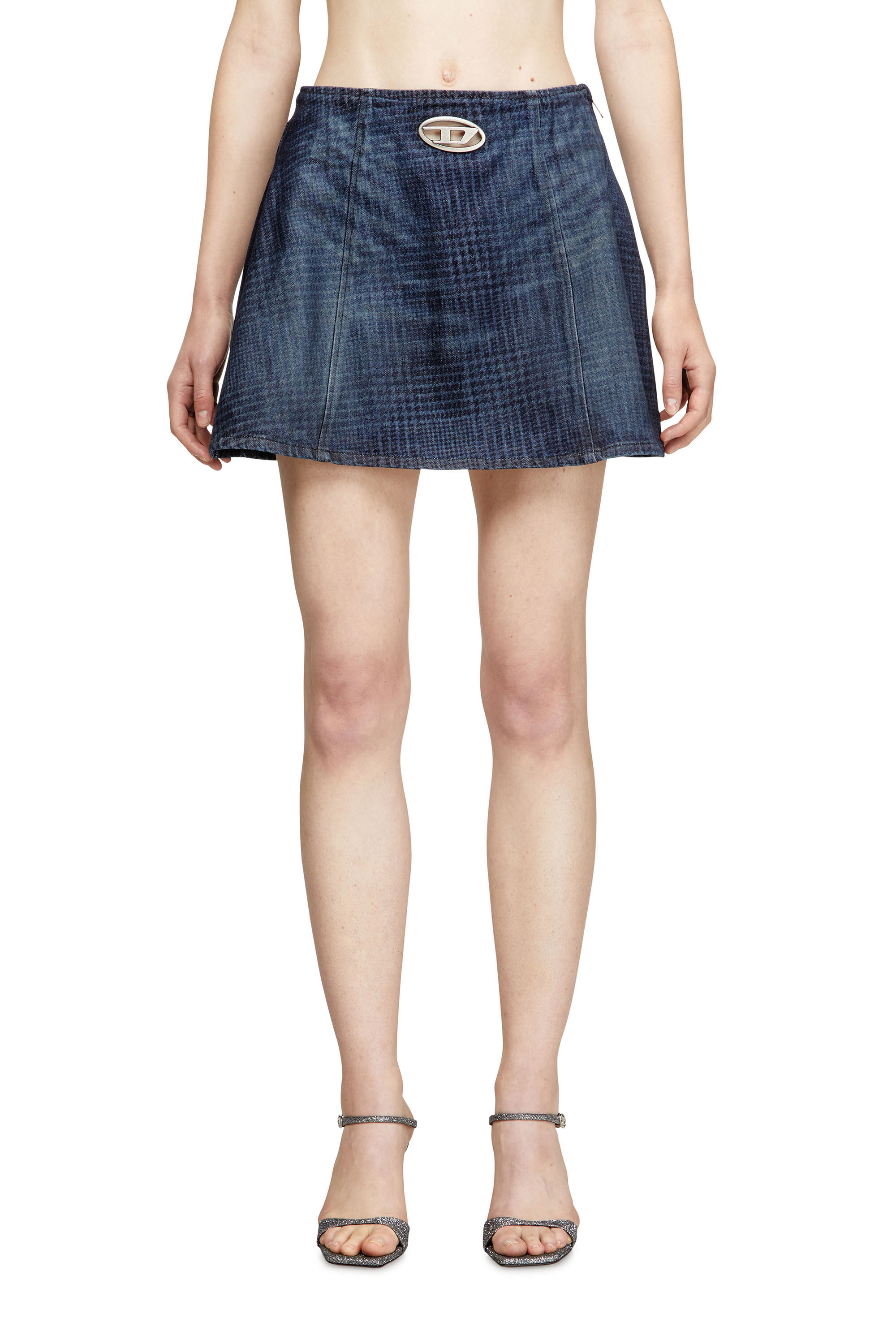 Diesel - DE-SWENY-S1, Falda mini de denim Príncipe de Gales Mujer in Azul marino - 3