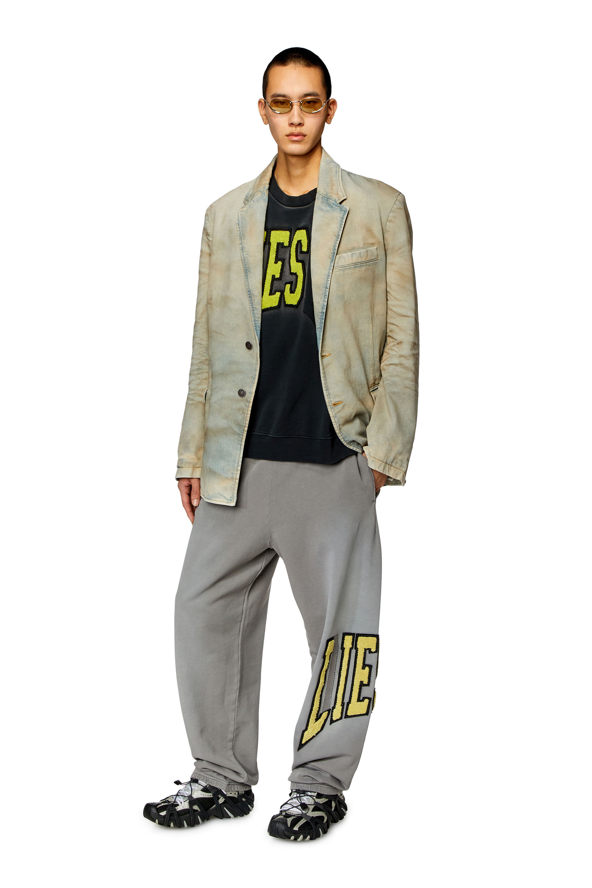 Diesel - P-MARCHI, Man College track pants with LIES patches in Grey - Image 1