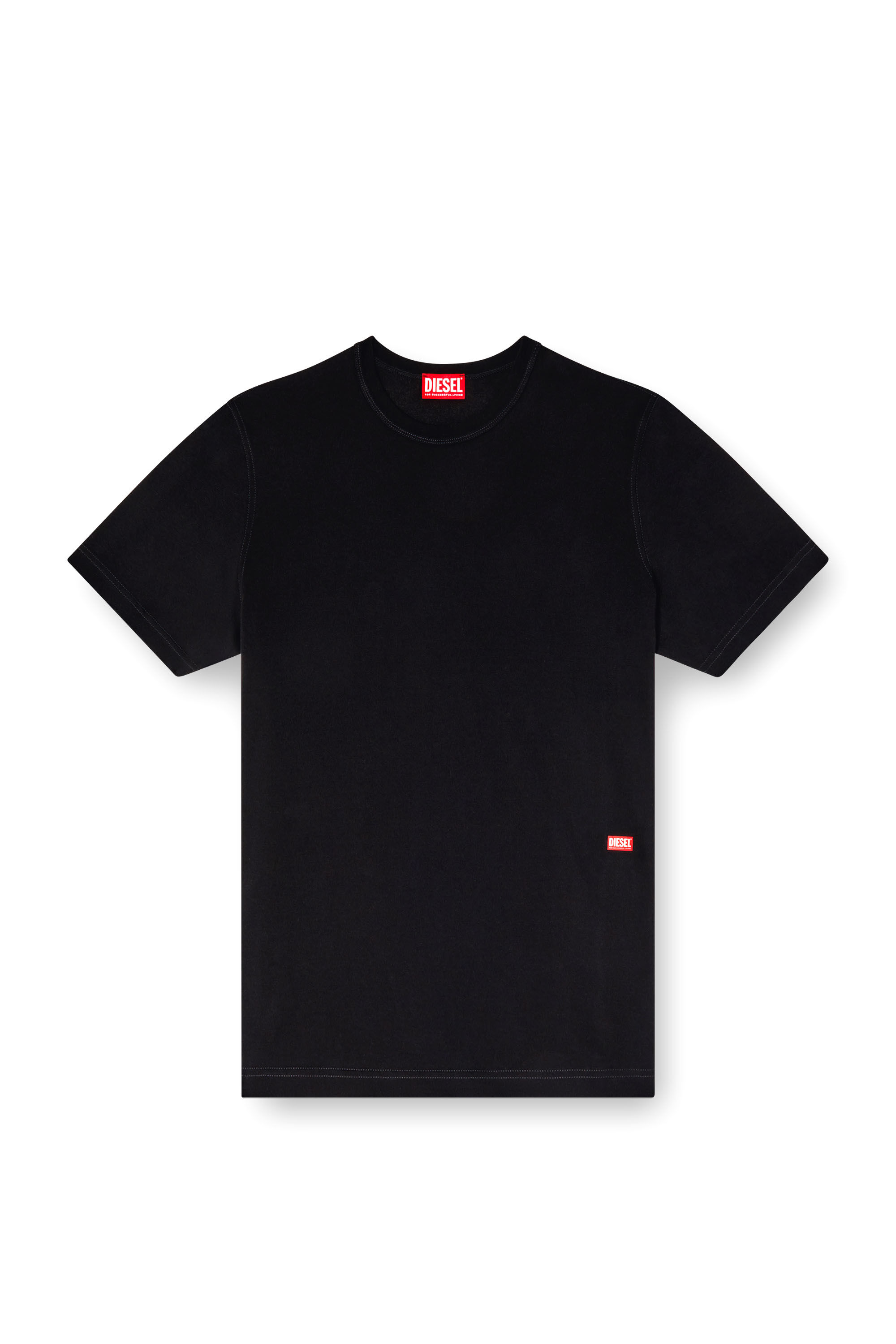Diesel - T-ADJUST-SLITS-R13, Camiseta con eslogan estampado del desfile Hombre in Negro - 2