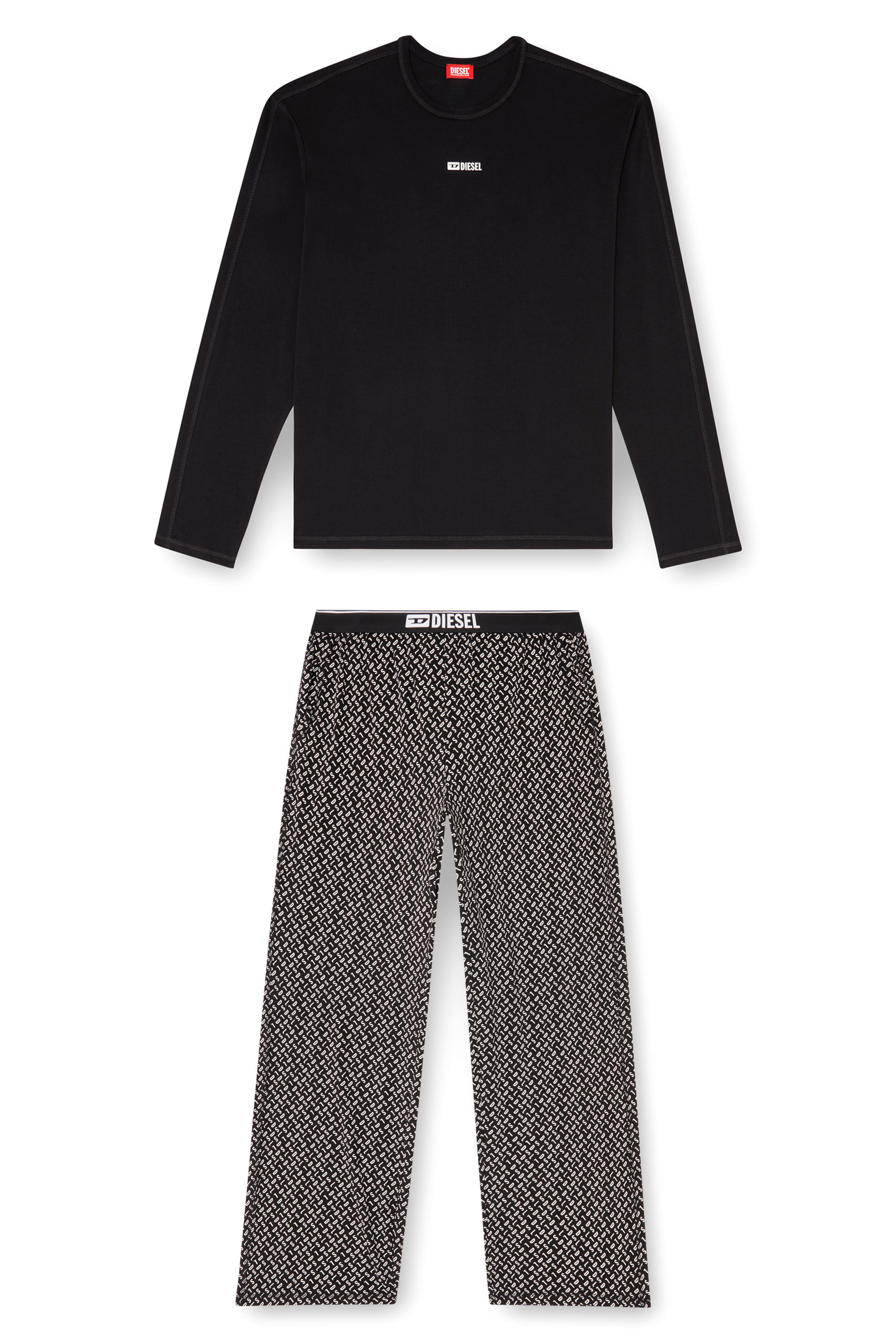 Diesel - SET-NOLAN-D-BOX, Pijama de algod&oacute;n con pantal&oacute;n estampado Hombre in Negro - 4