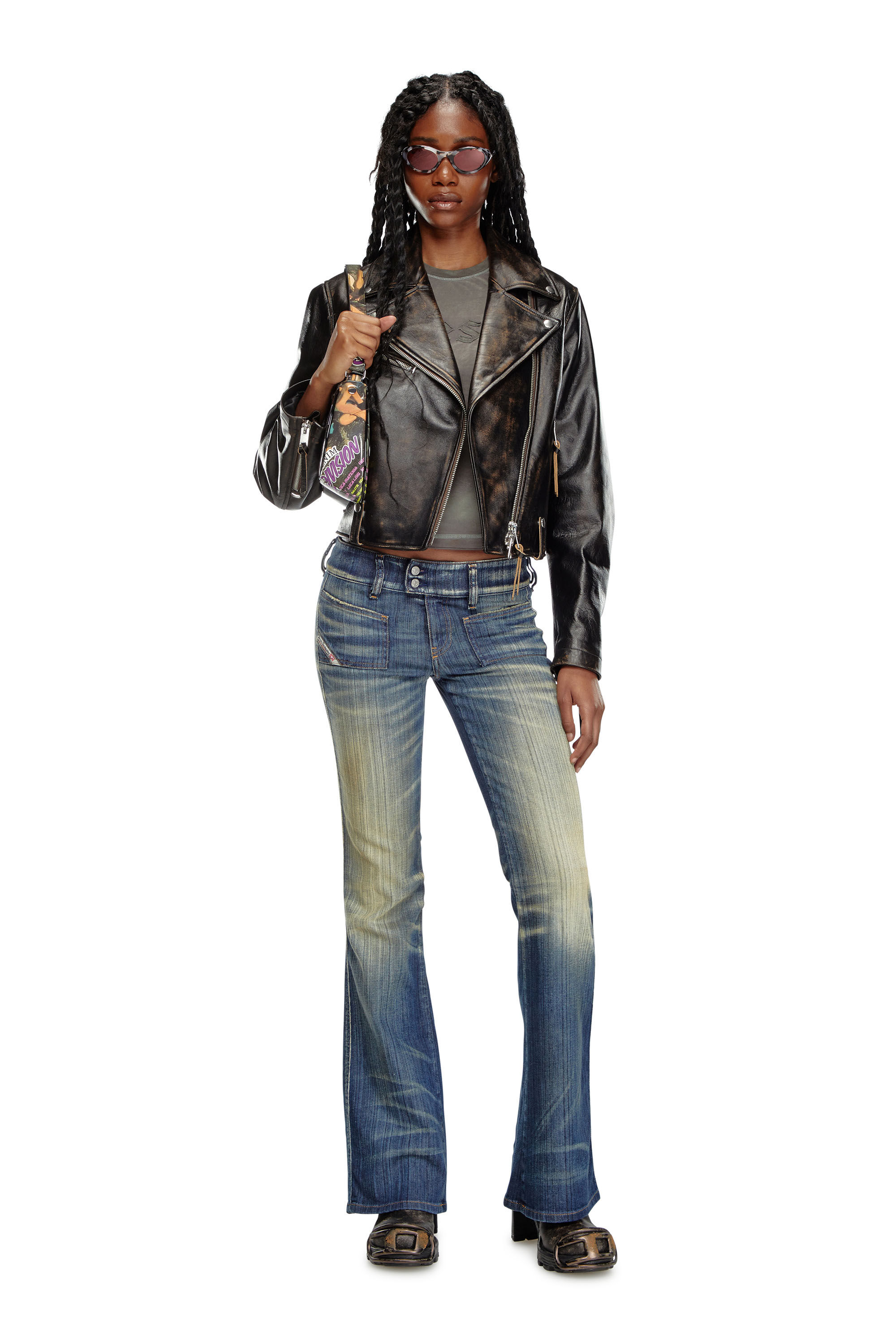 Chaqueta de mujer en cuero tratado Diesel L EDMEA CL