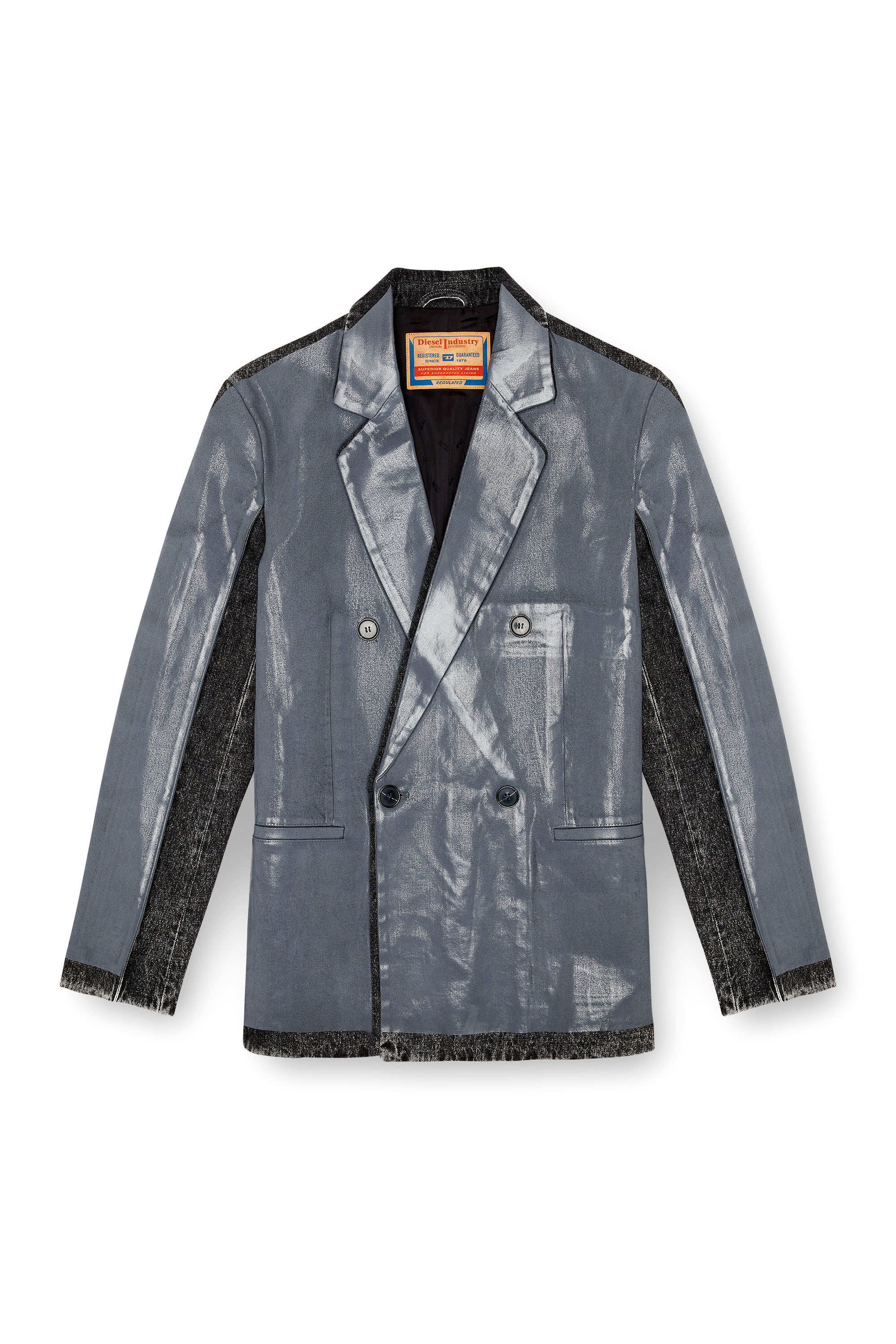 Diesel - D-KOT-FSF, Blazer de denim con recubrimiento parcial Hombre in Gris - 2