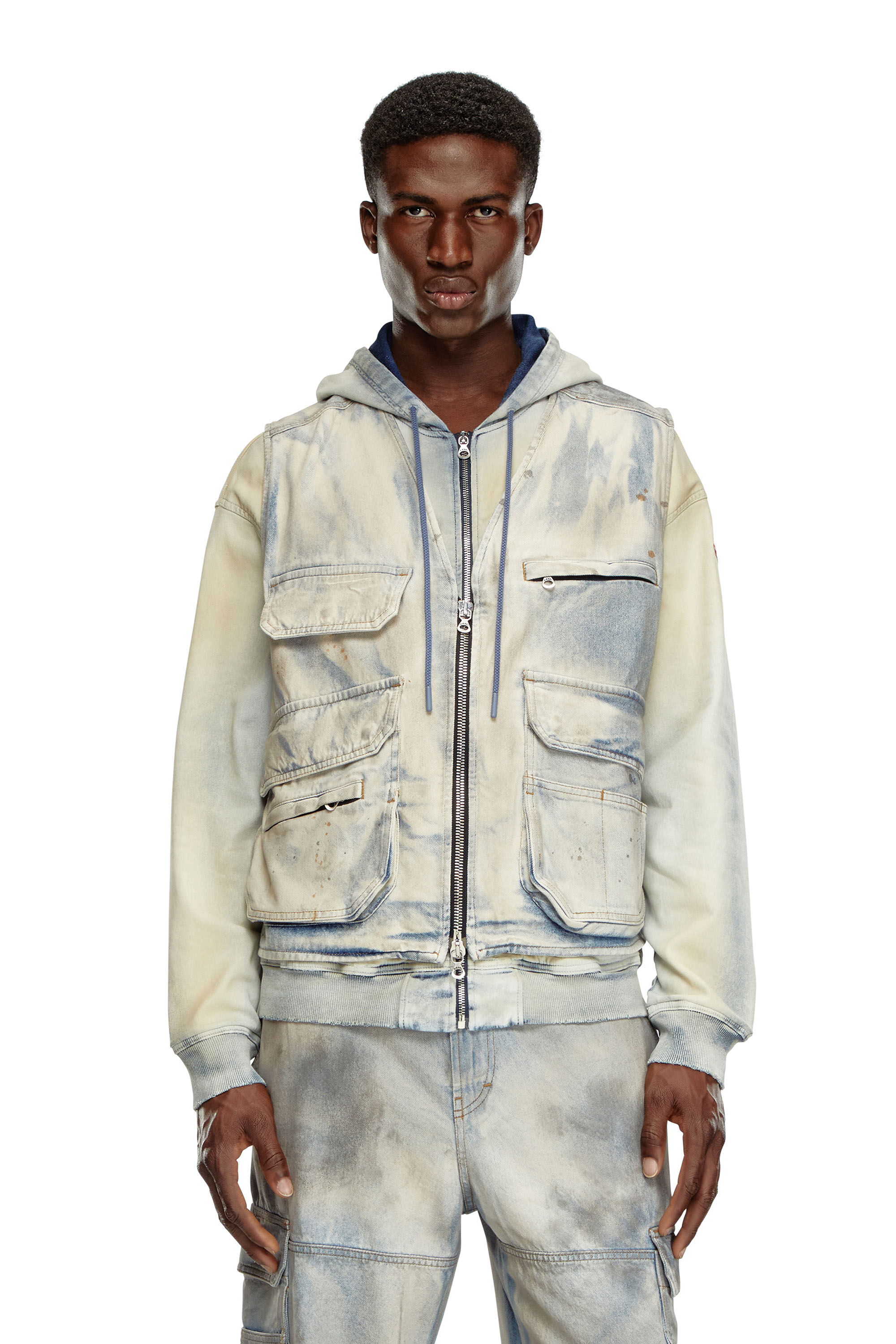 Chaqueta sin mangas de denim solarizado Hombre Multicolor Diesel