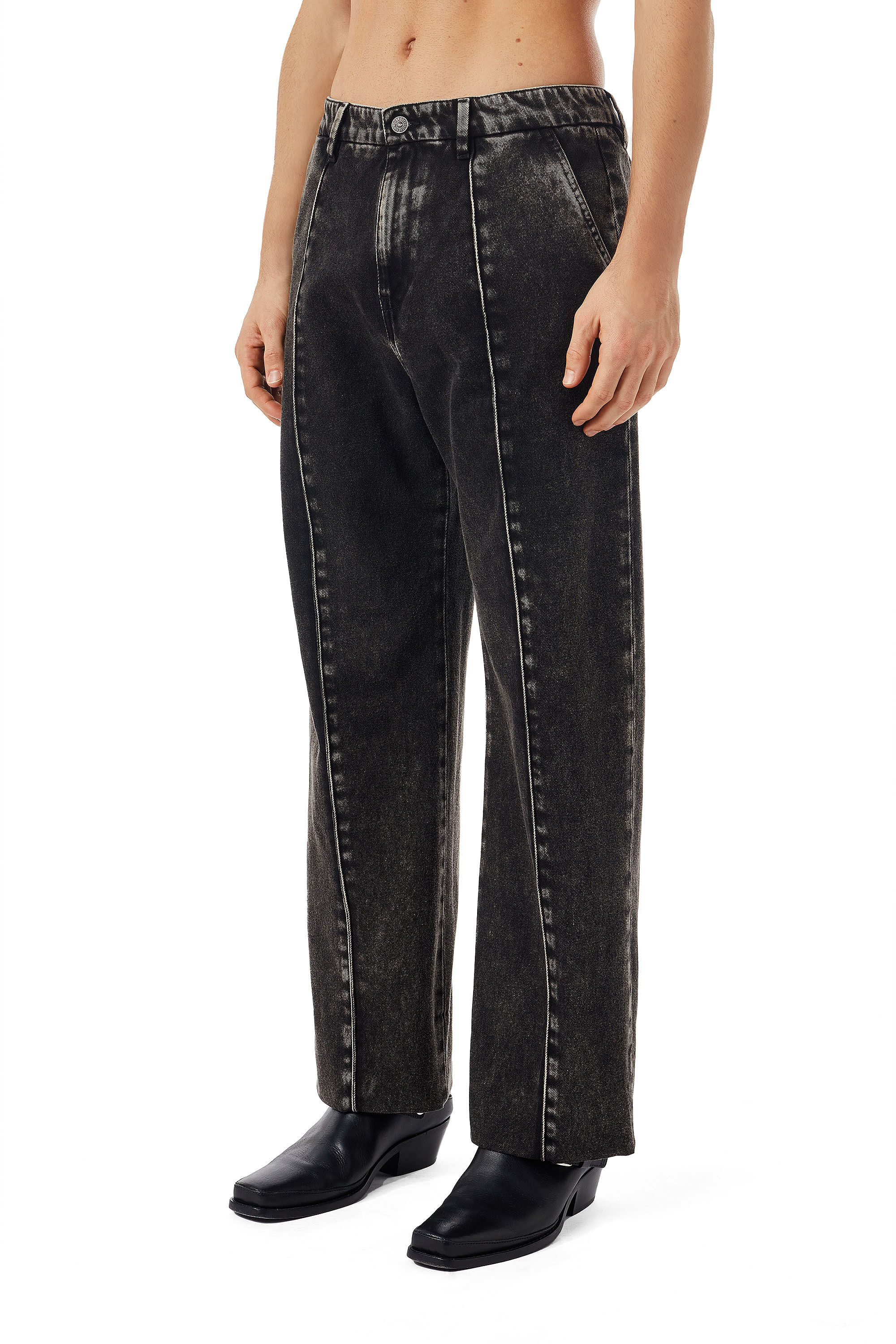 Diesel - D-Chino-Work 09B87 Straight Jeans, Negro/Gris oscuro - Image 5