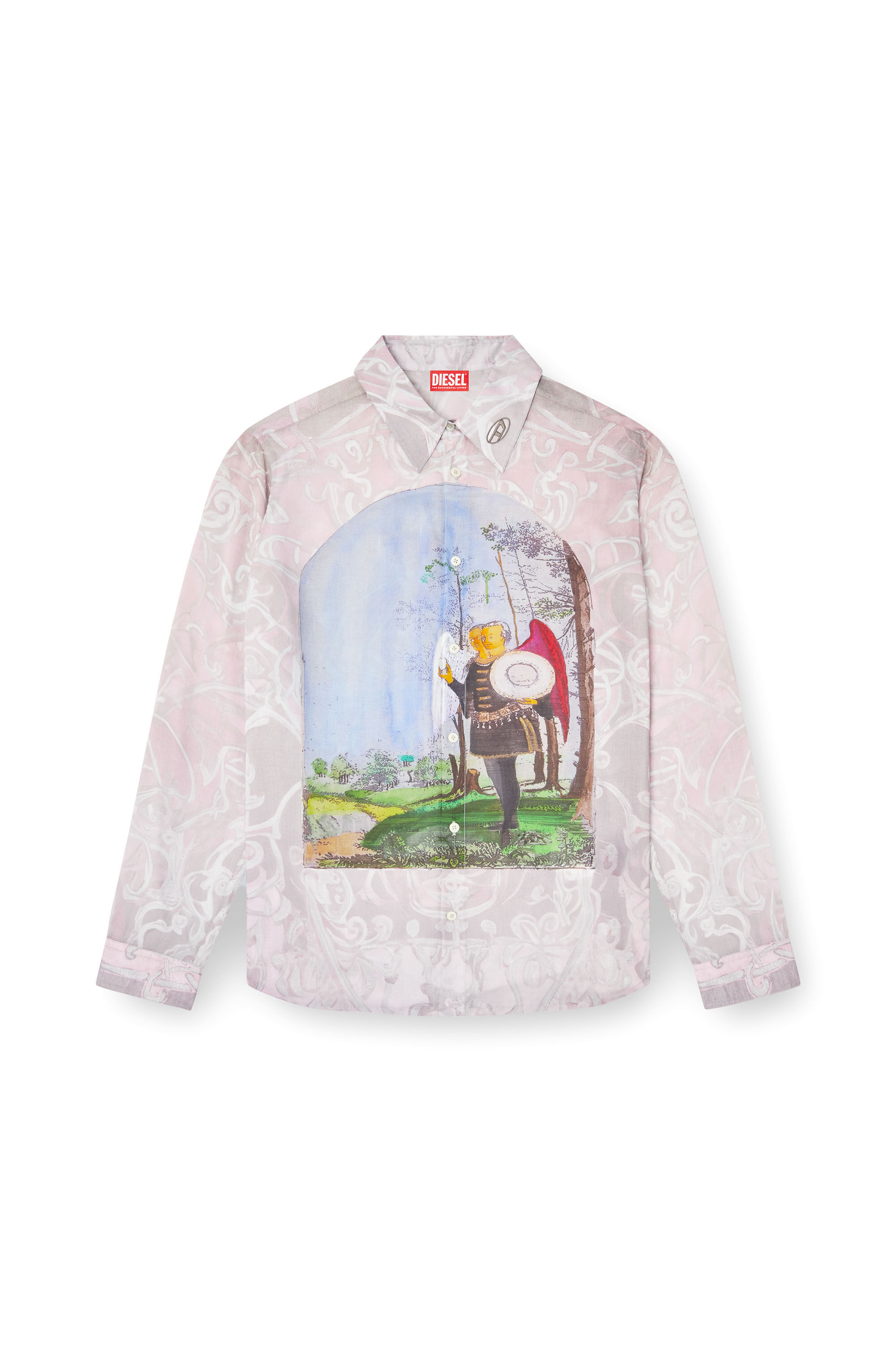 Diesel - S-SIMPLY-A-AJFW, Camisa con estampado medieval Unisex in Rosa - 2