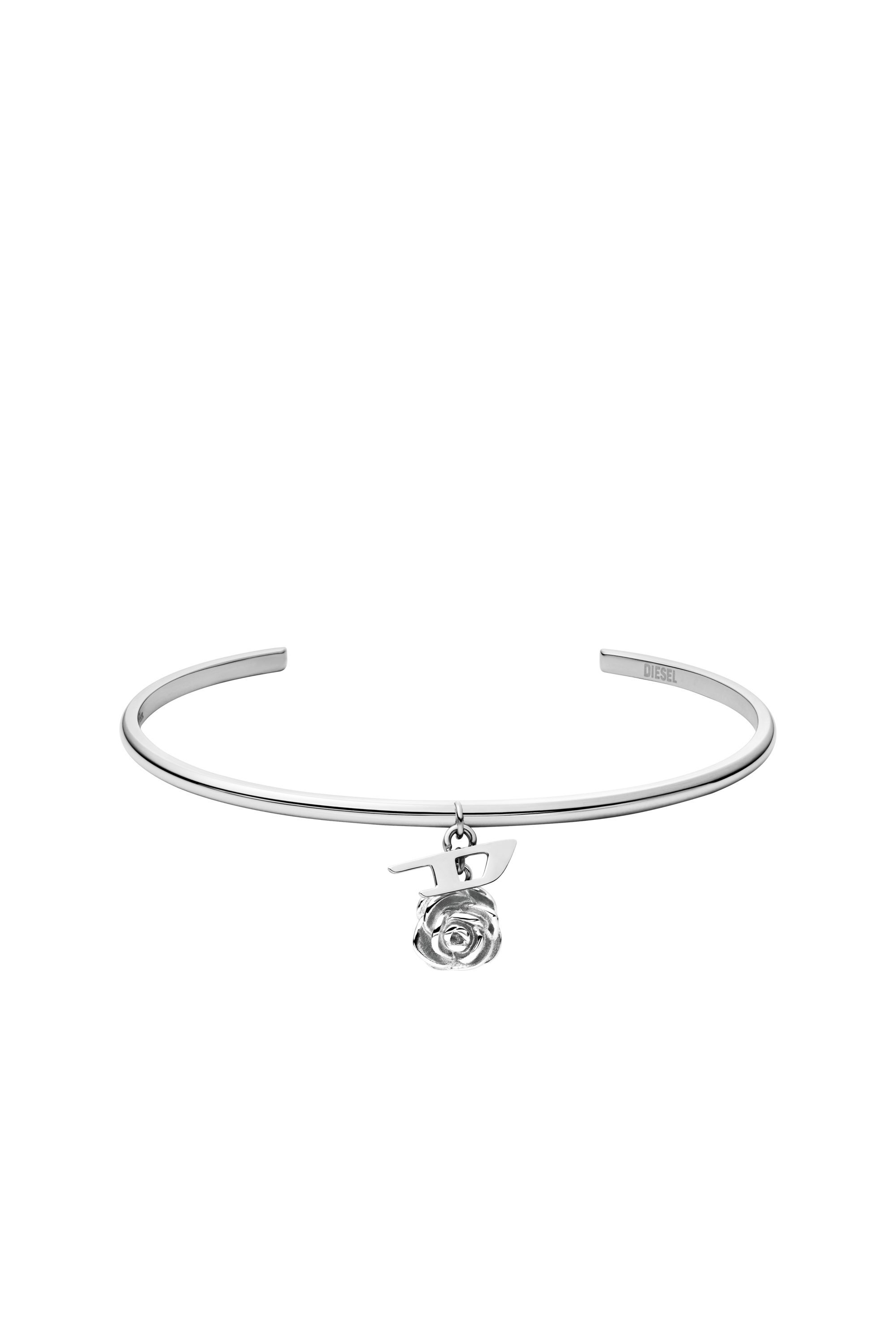 Diesel - DX1620040 JEWELLERY, Pulsera rígida con charms de acero inoxidable Unisex in Plateado - 1
