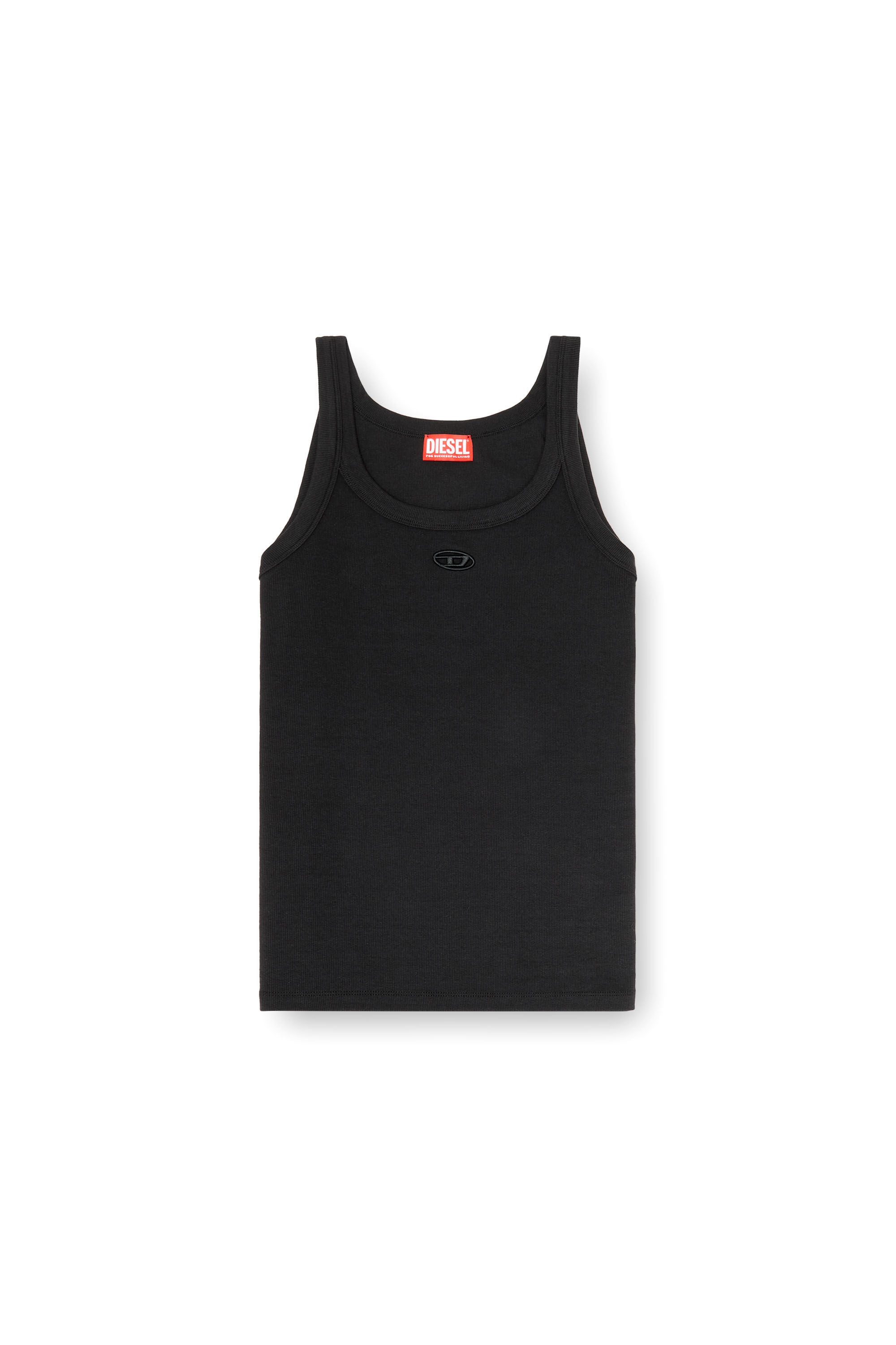 Diesel - T-WIFE-DCO, Camiseta de tirantes slim de algod&oacute;n con logo Oval D Hombre in Negro - 2