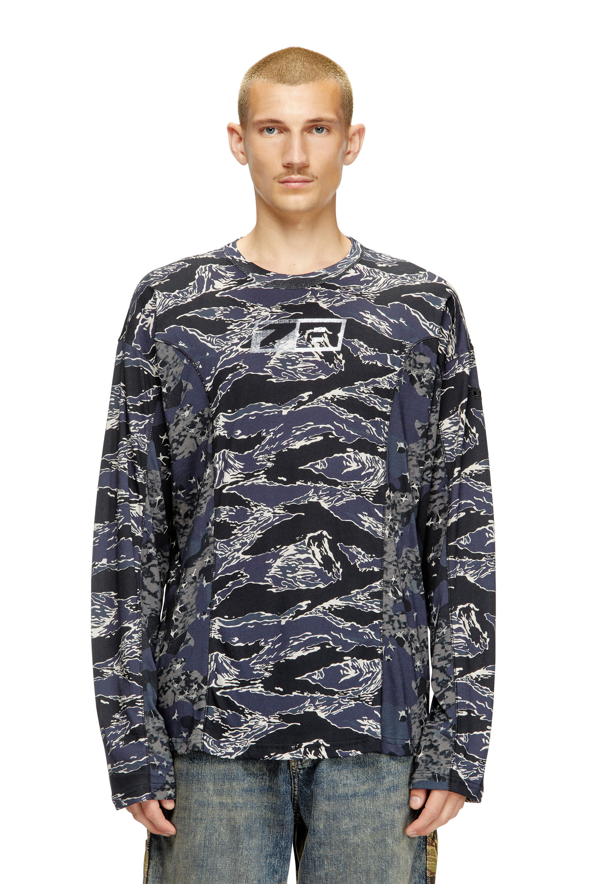 Diesel - T-BOXT-LS-CURT, Camiseta de manga larga con mezcla de estampados de camuflaje Hombre in ToBeDefined - 1