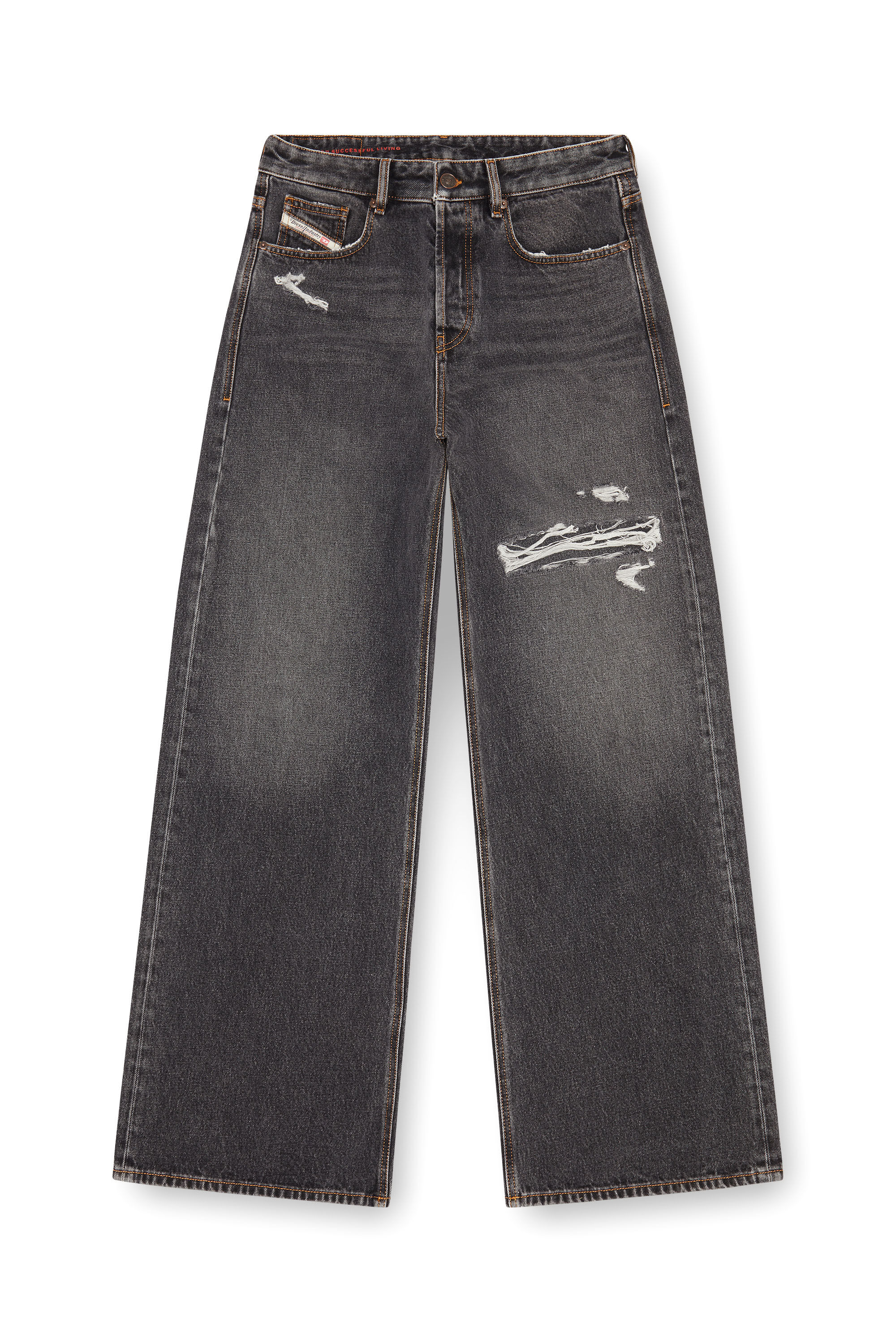 Diesel - Relaxed Jeans D-Rise 007F6 Hombre, Negro/Gris oscuro - 2