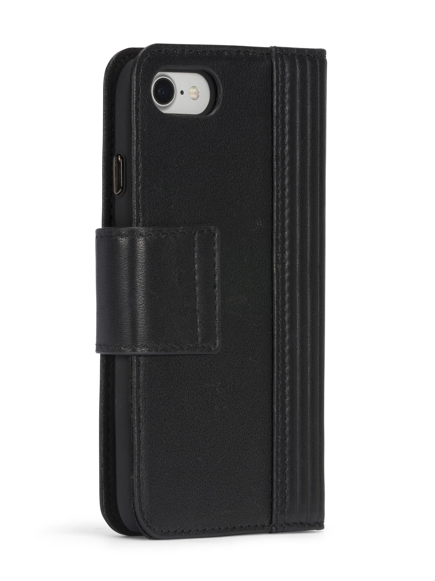 Diesel - BLACK LINED LEATHER IPHONE 8 PLUS/7 PLUS FOLIO, Funda en piel negra para iPhone 8 Plus/7 Plus Unisex in Negro - 7