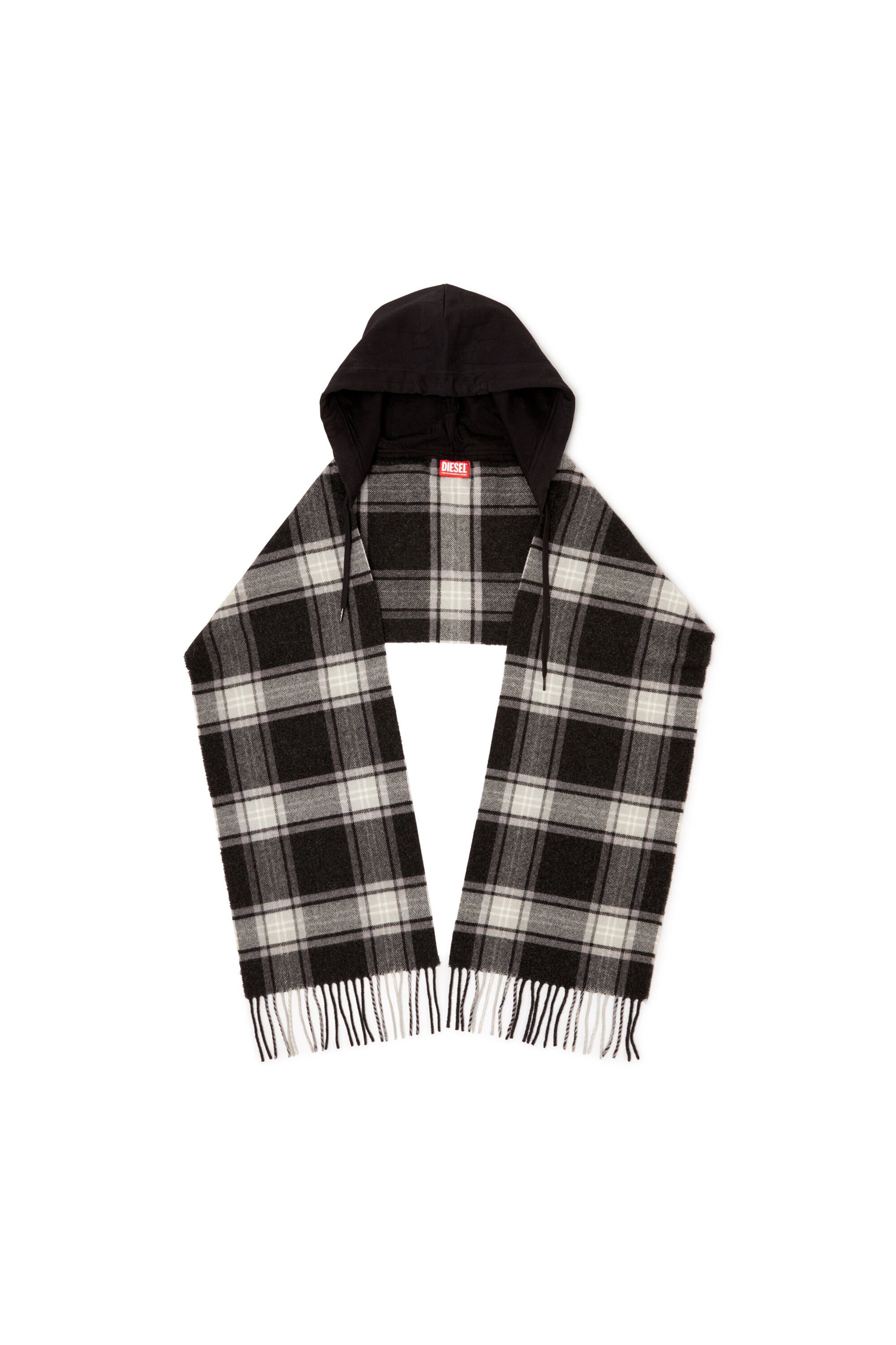Diesel - S-CARHOOD, Bufanda con capucha de mezcla de lana con flecos Hombre in Multicolor - 1