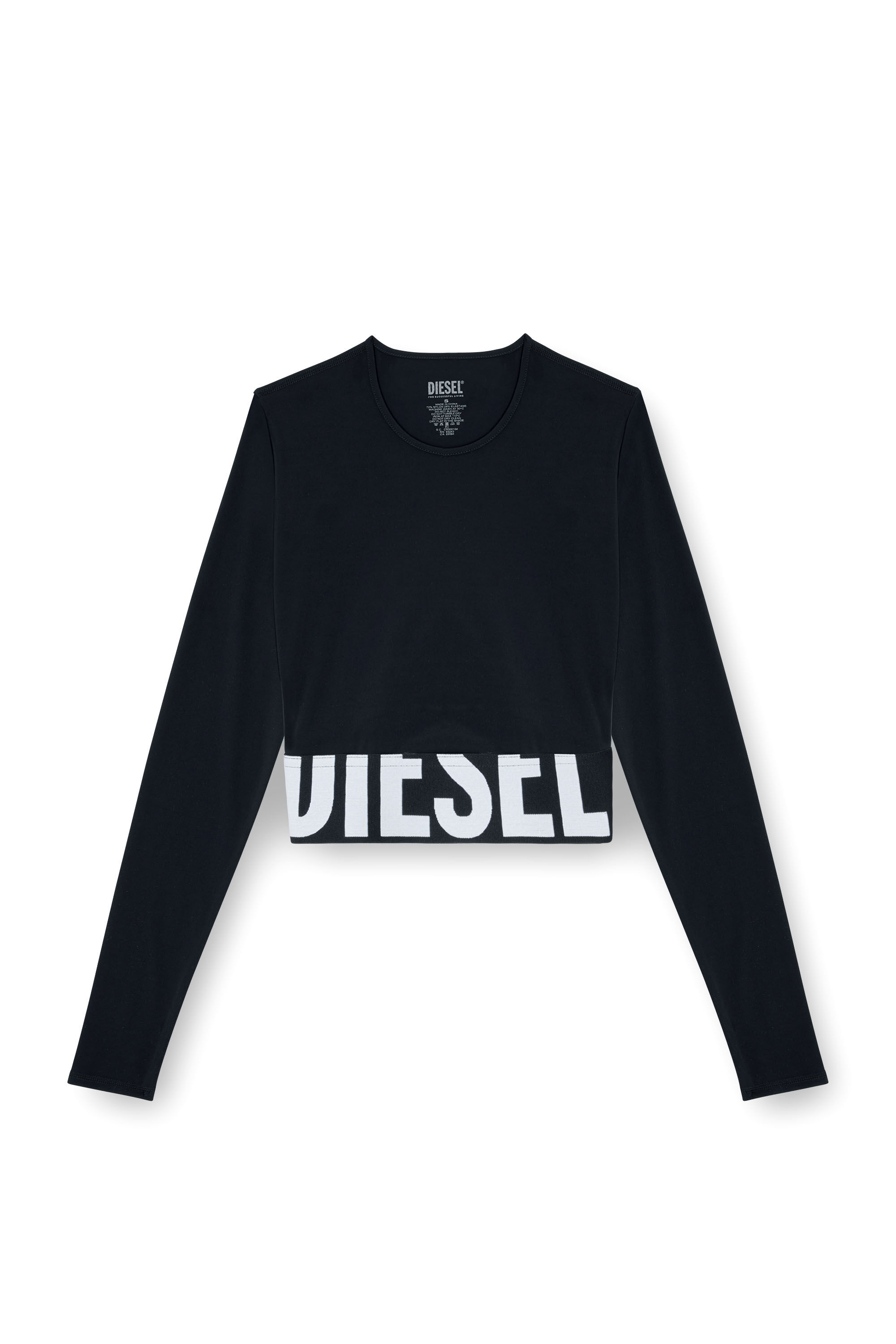 Diesel - MELISSA-D-POP, Top corto de microfibra con logotipo recortado Mujer in Negro - 2