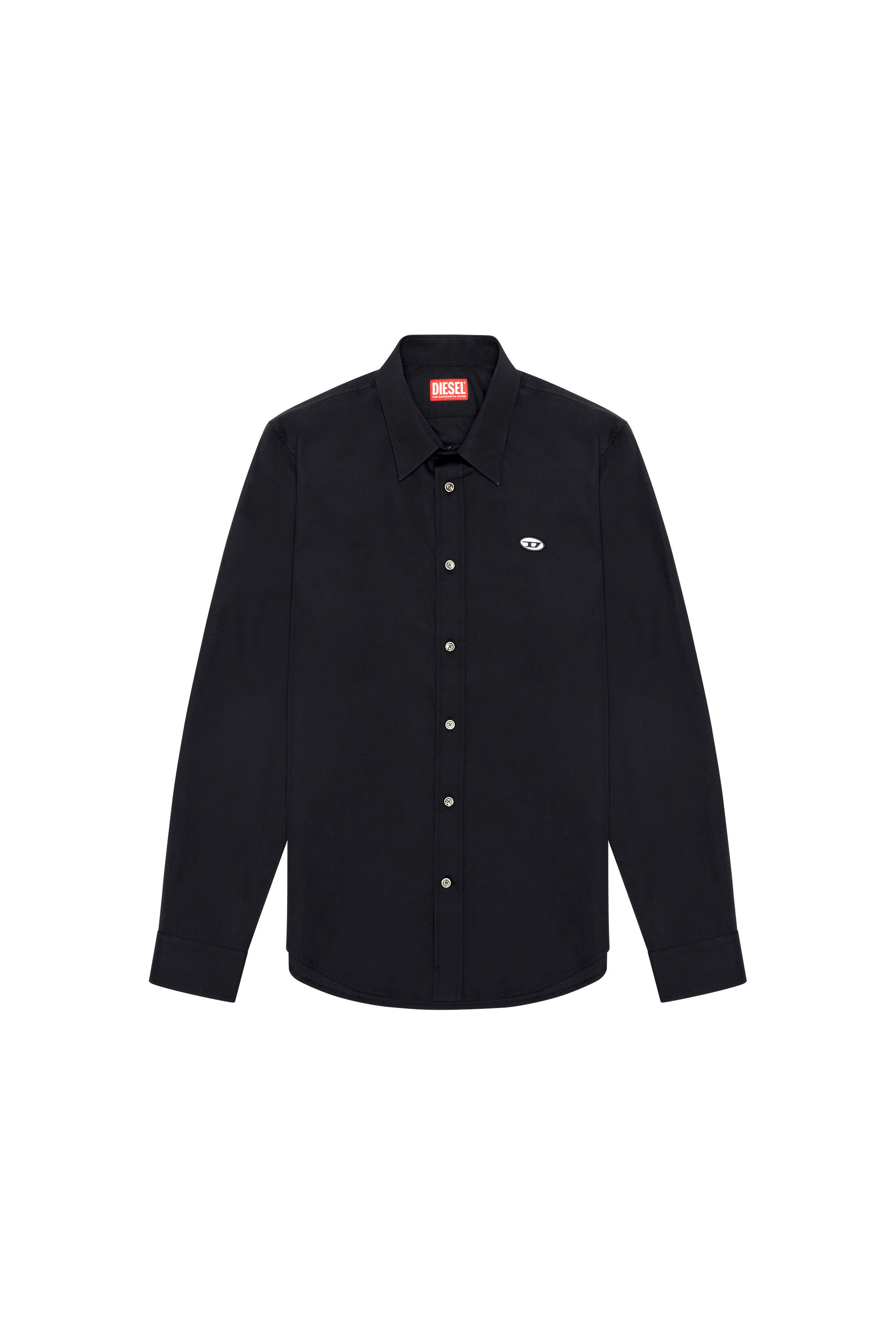 Diesel - S-BENNY-A, Hombre Camisa con parche oval D in Negro - Image 2