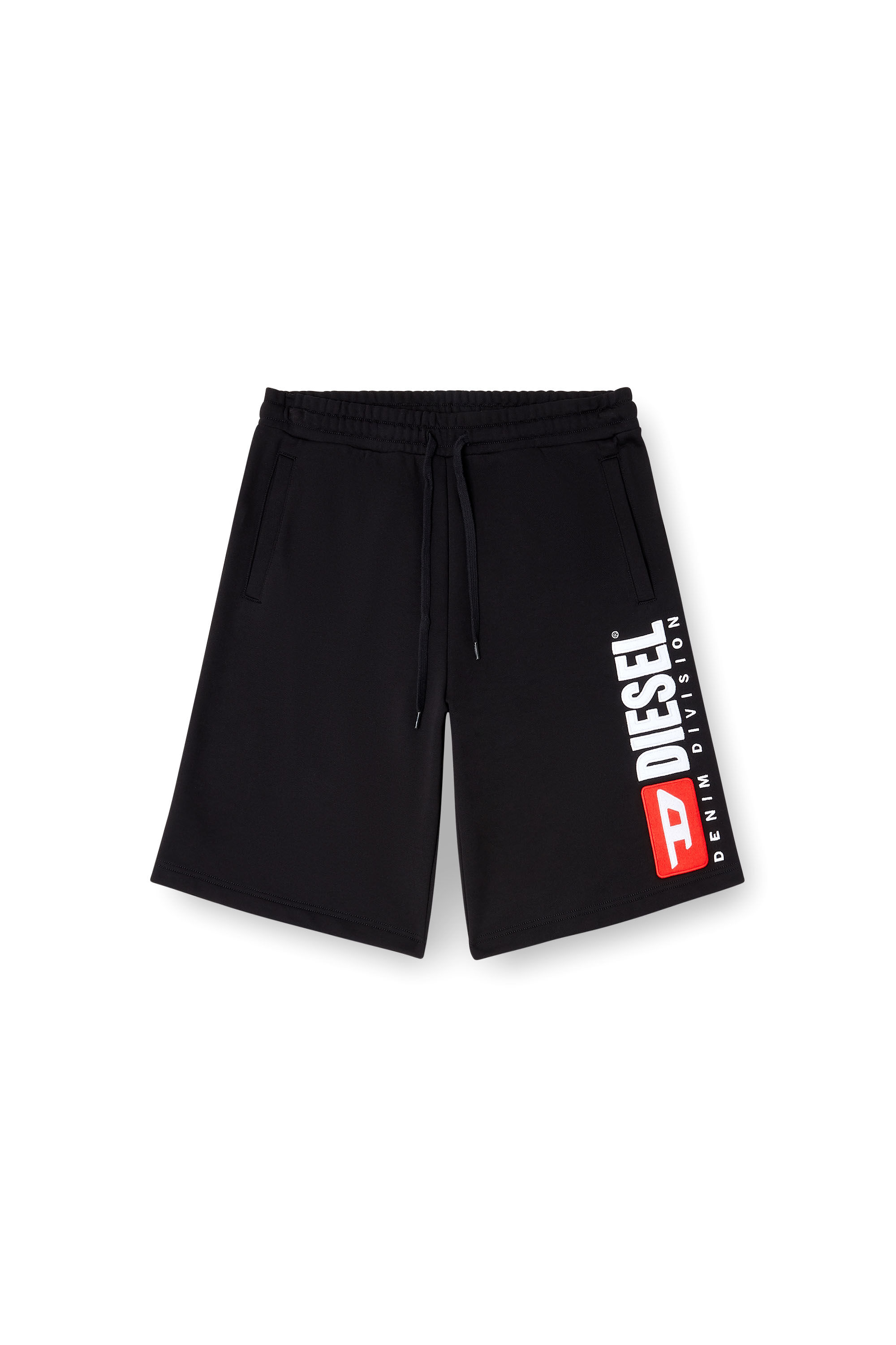 Diesel - P-CROW-DIV, Pantalones cortos de lana con parche de logo maxi Hombre in Negro - 2