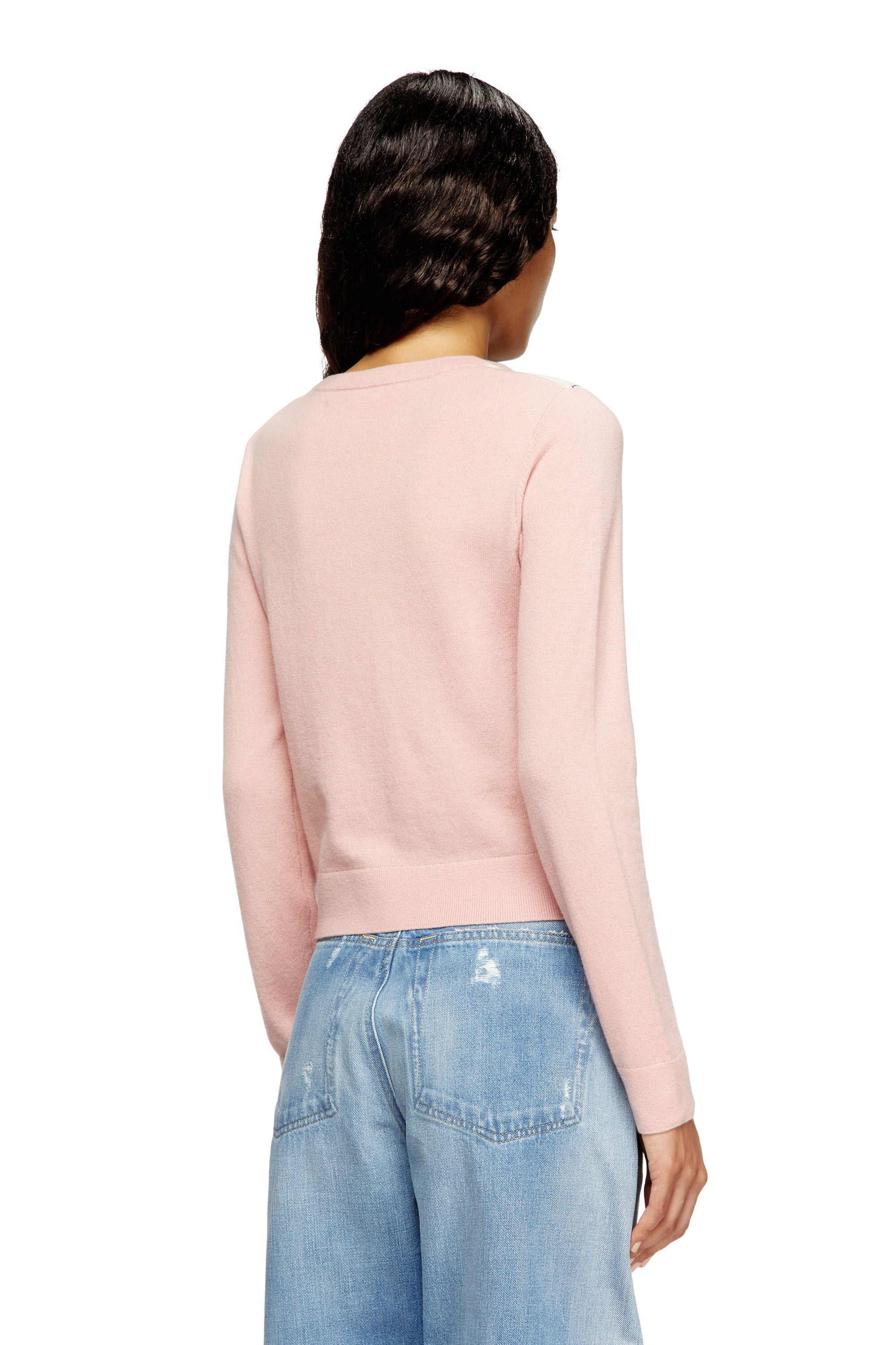 Diesel - M-ROMKO-LS, Suéter de lana argyle con recortes Mujer in Rosa - 4