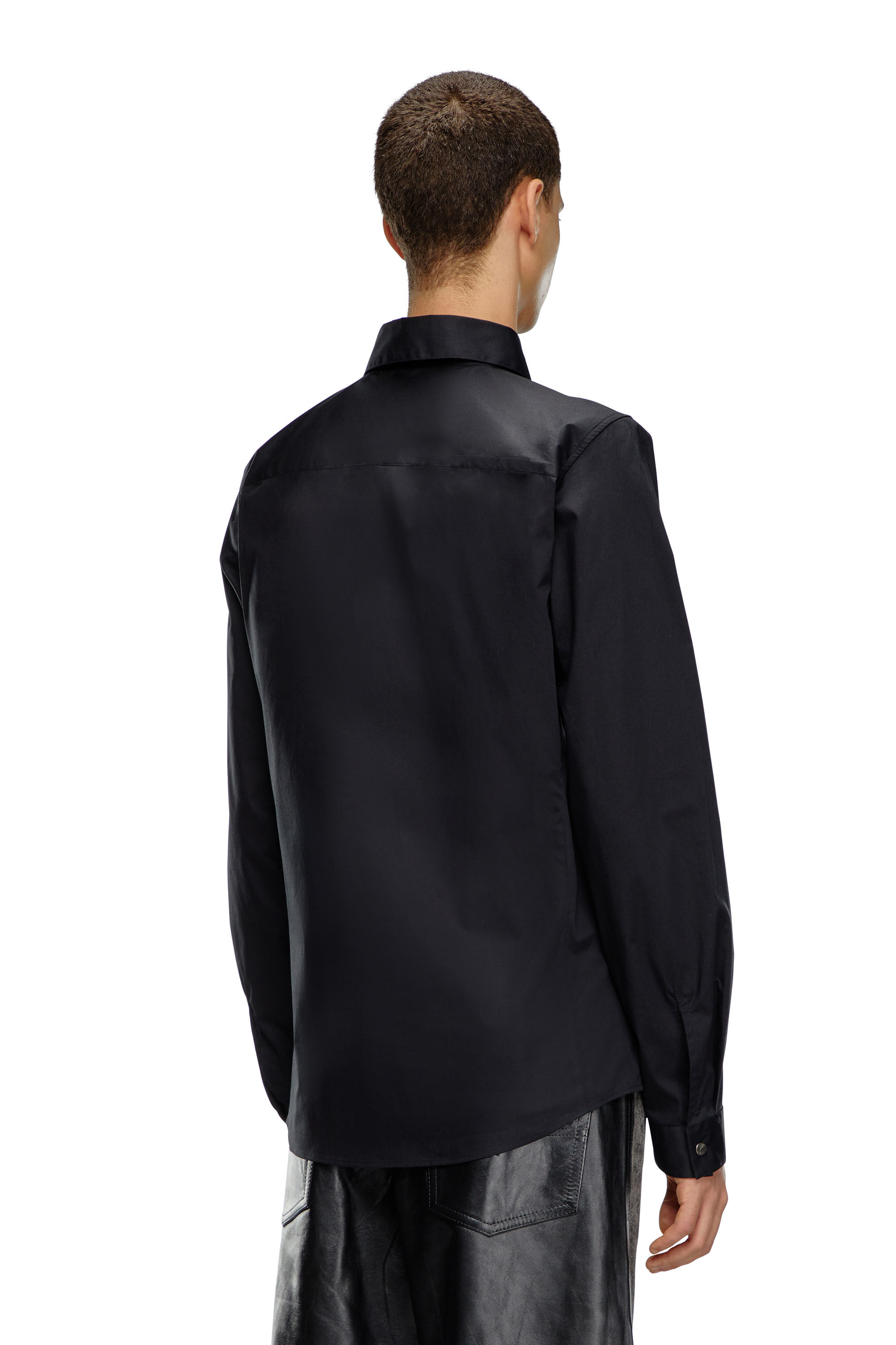 Diesel - S-FITTY-A, Camisa formal con cuello con el logotipo bordado Hombre in Negro - 4